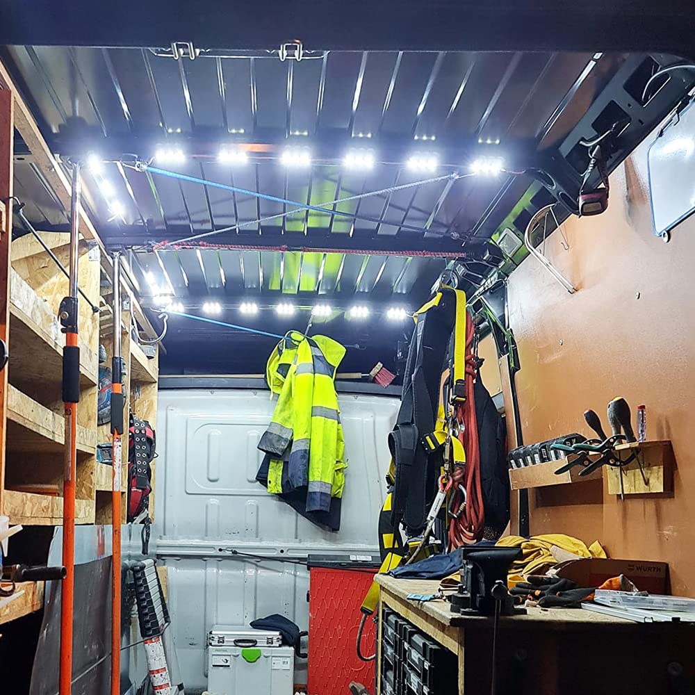 ROYFACC LED Van Interior Light Kit - 60 Bright White LEDs, Metal, 12V for Trucks, Cars, Caravans (20 Modules)