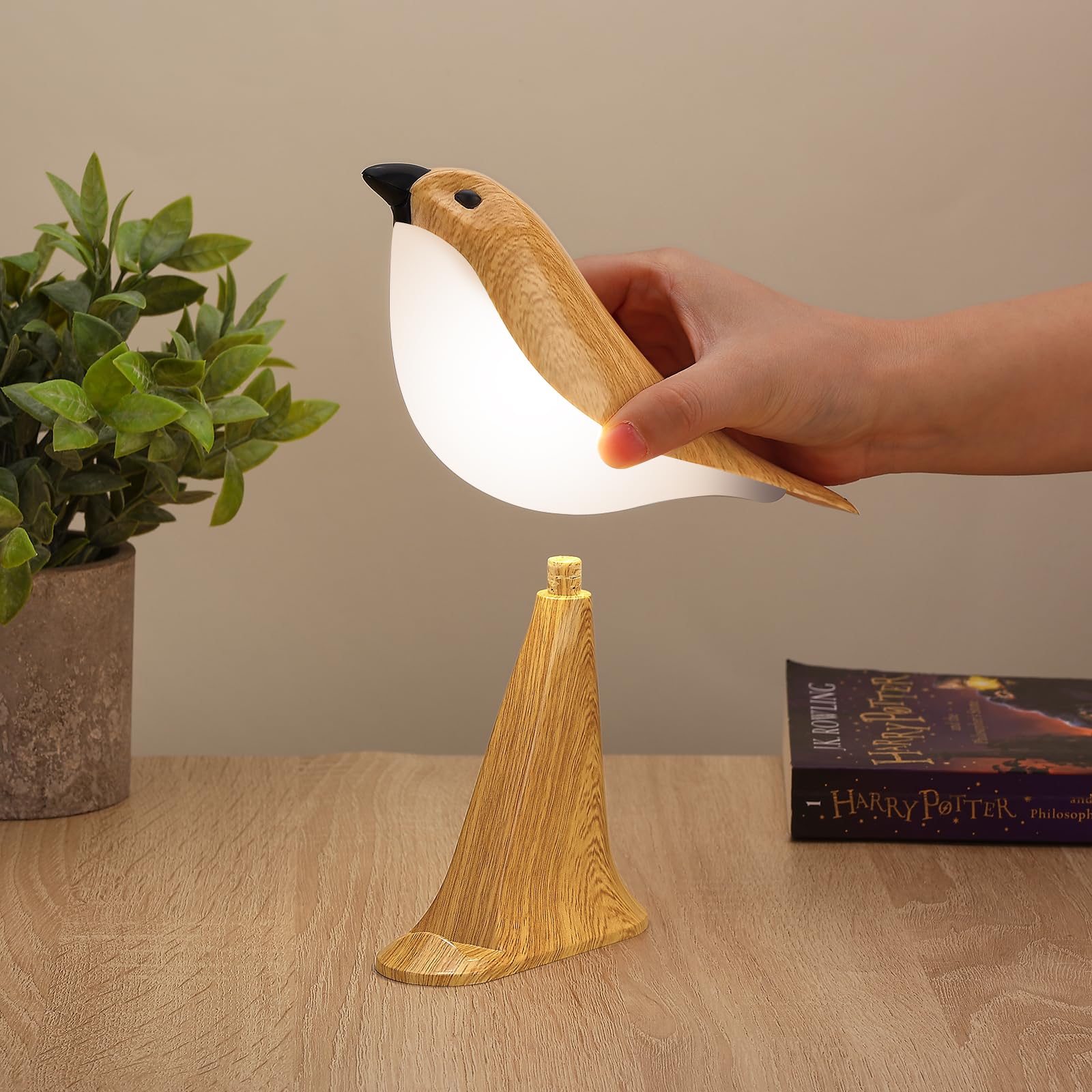 Deogos Cute Bird Table Lamp, Touch Control Bedside Lamp, Brid Night Light, Cordless Small Desk Lamps Battery Operated Nightstand