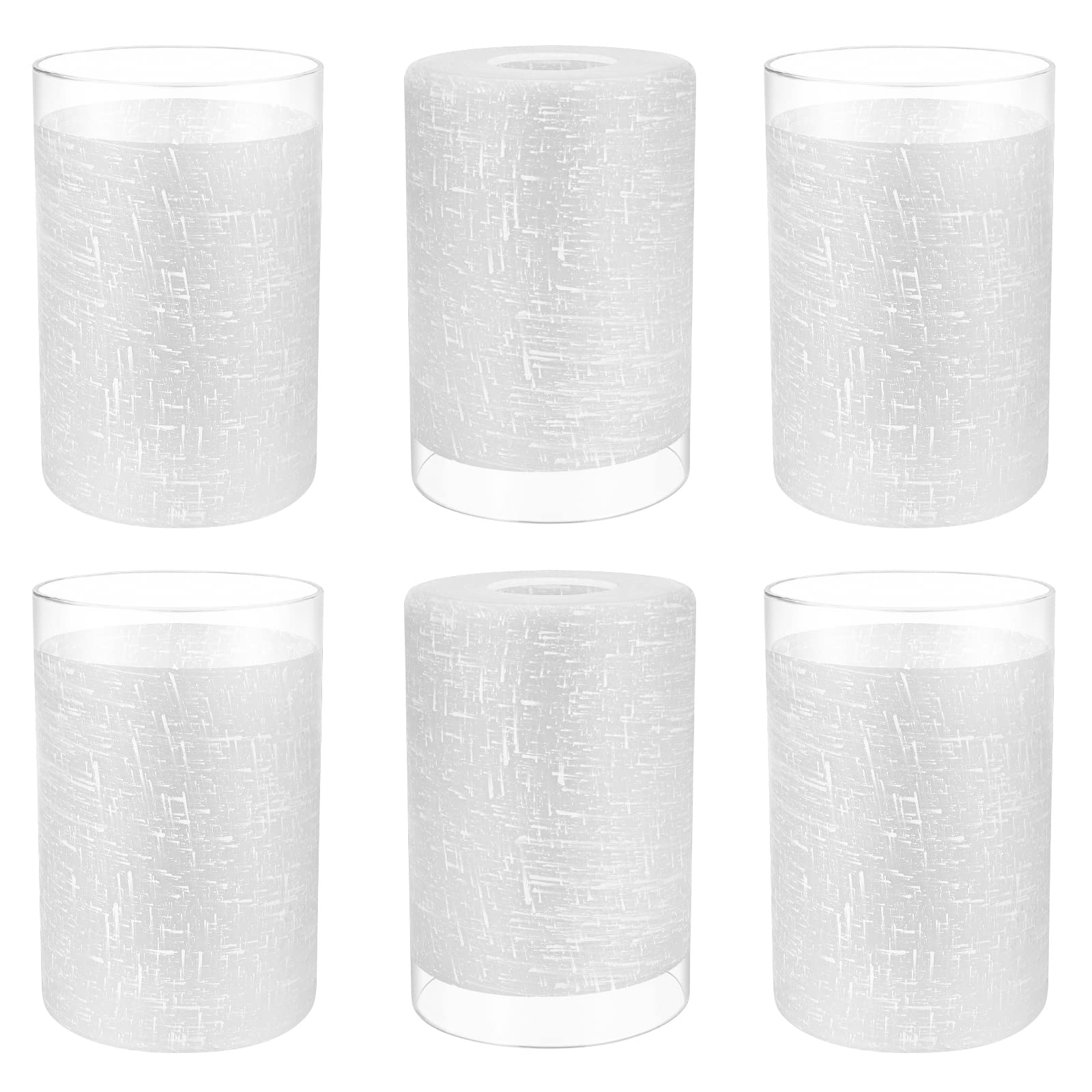 Canomo 6 Packs White Linen Frosted Glass Lamp Shade, 6 x 4 Cylinder Light Fixture Replacement Globe or Cover with 1-5/8-Inch Fit