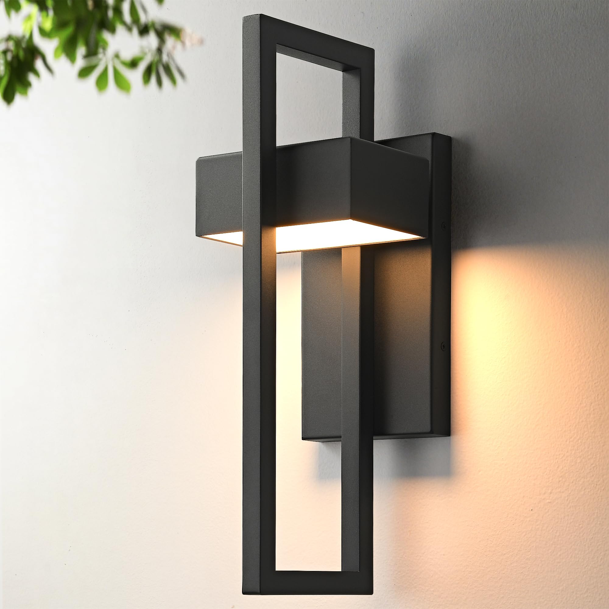 SIONLOM Modern Large Outdoor Wall Lights 3000K Integrated LED Outdoor Wall Sconces Lighting  Exterior Lighting Fixtures Outside Wall Mount Lights for House Porch Front Door Garage  Matte Black 1Pack