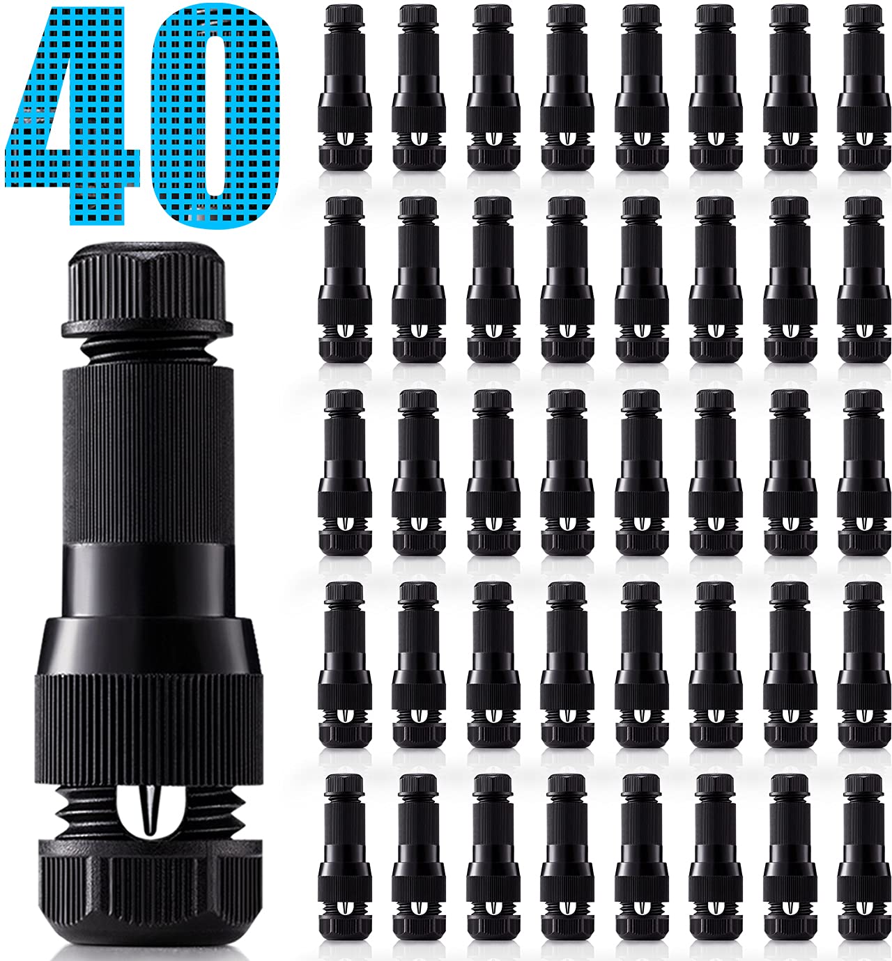 SUNVIE Low Voltage Landscape Lights Wire Connectors 12-16 Gauge Landscape Lighting Wire Connector for Garden Pathway Lights Spotlight Work with Malibu Paradise and Other Outdoor Lighting (40 Pack)