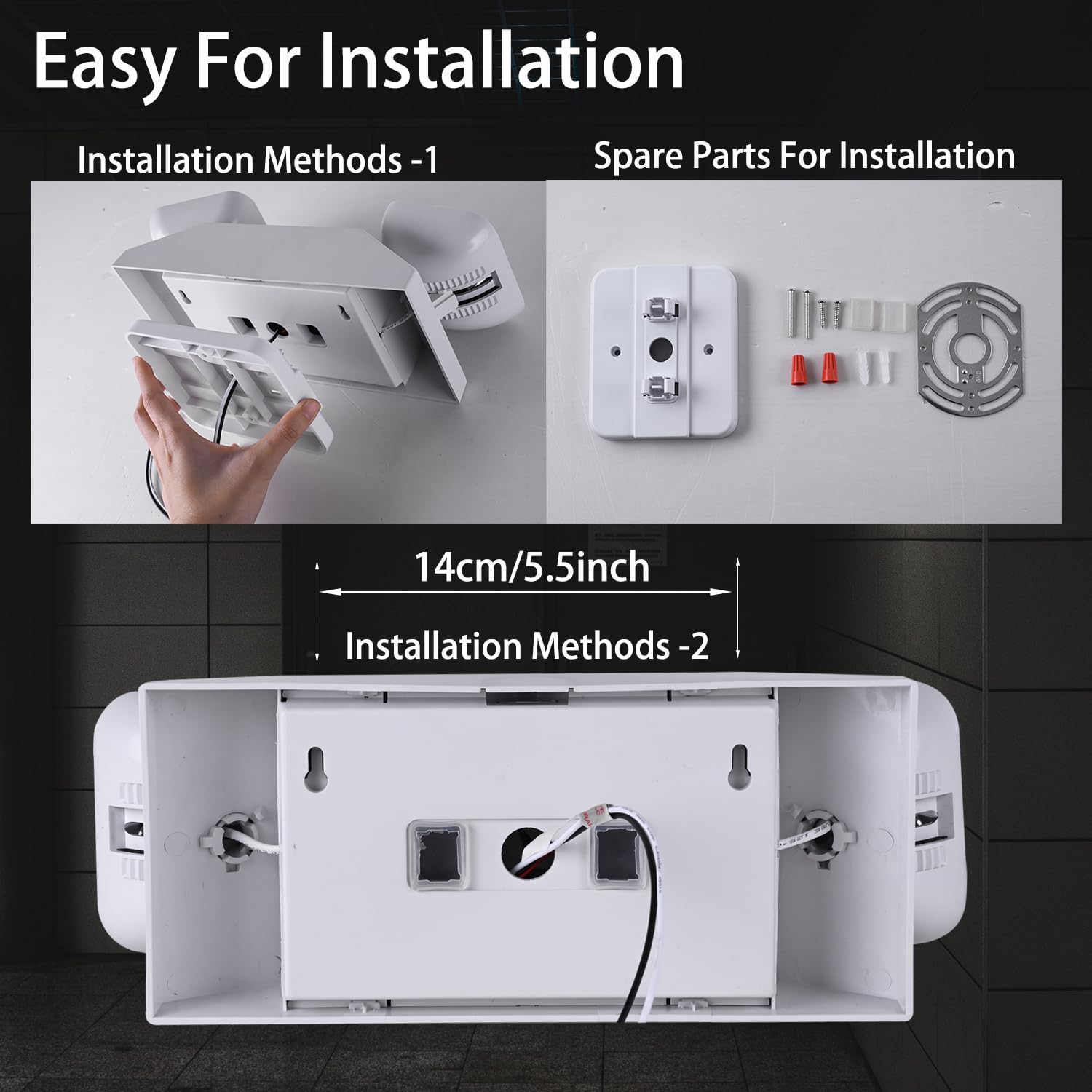 Apmeetlux LED Emergency Light, 300lm Battery Backup, Hardwired, Square Design, White, Model EMGU2508-SW