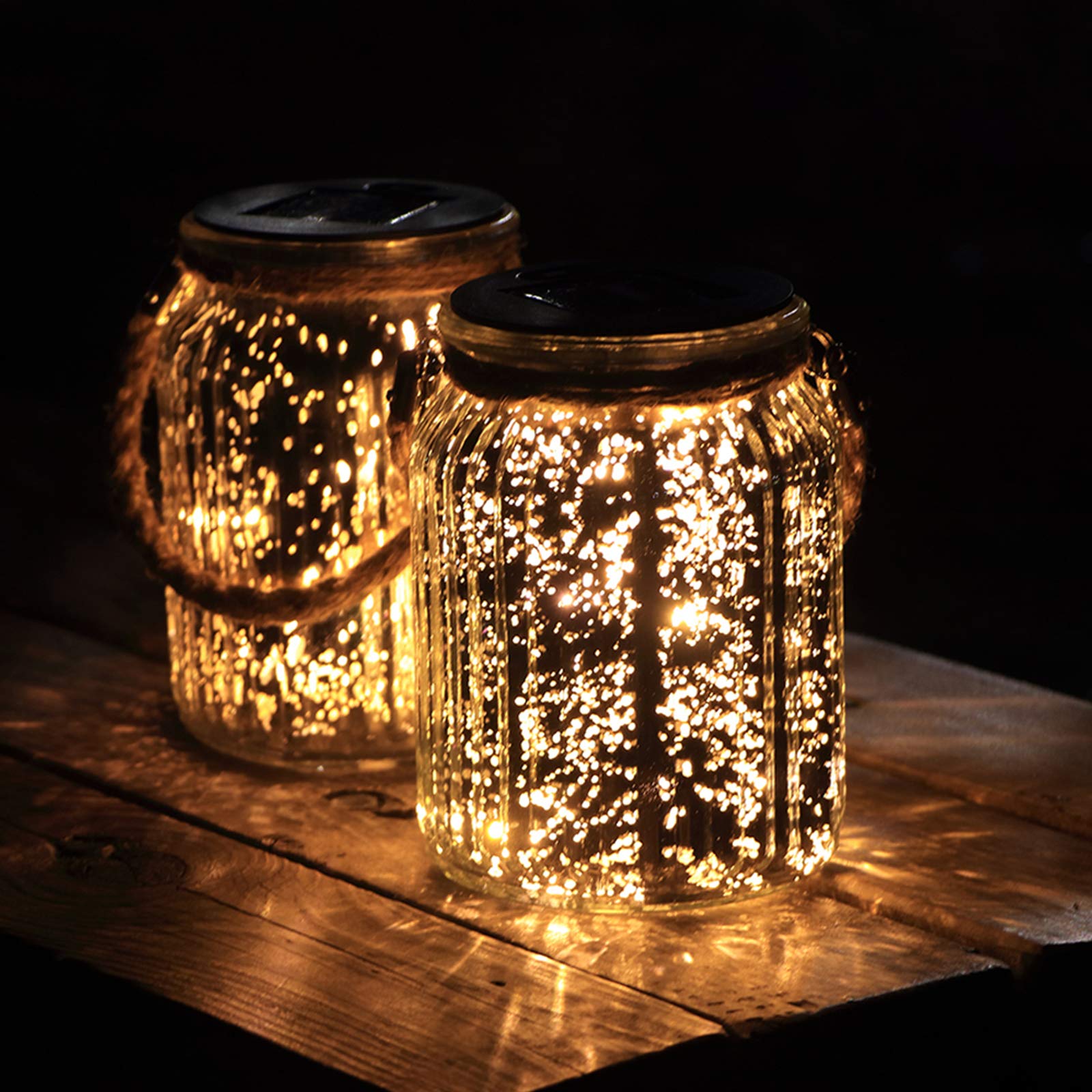 Afirst Hanging Solar Lanterns, 20 LED Waterproof Lights for Outdoor Decor, Warm Light, 2 Pack