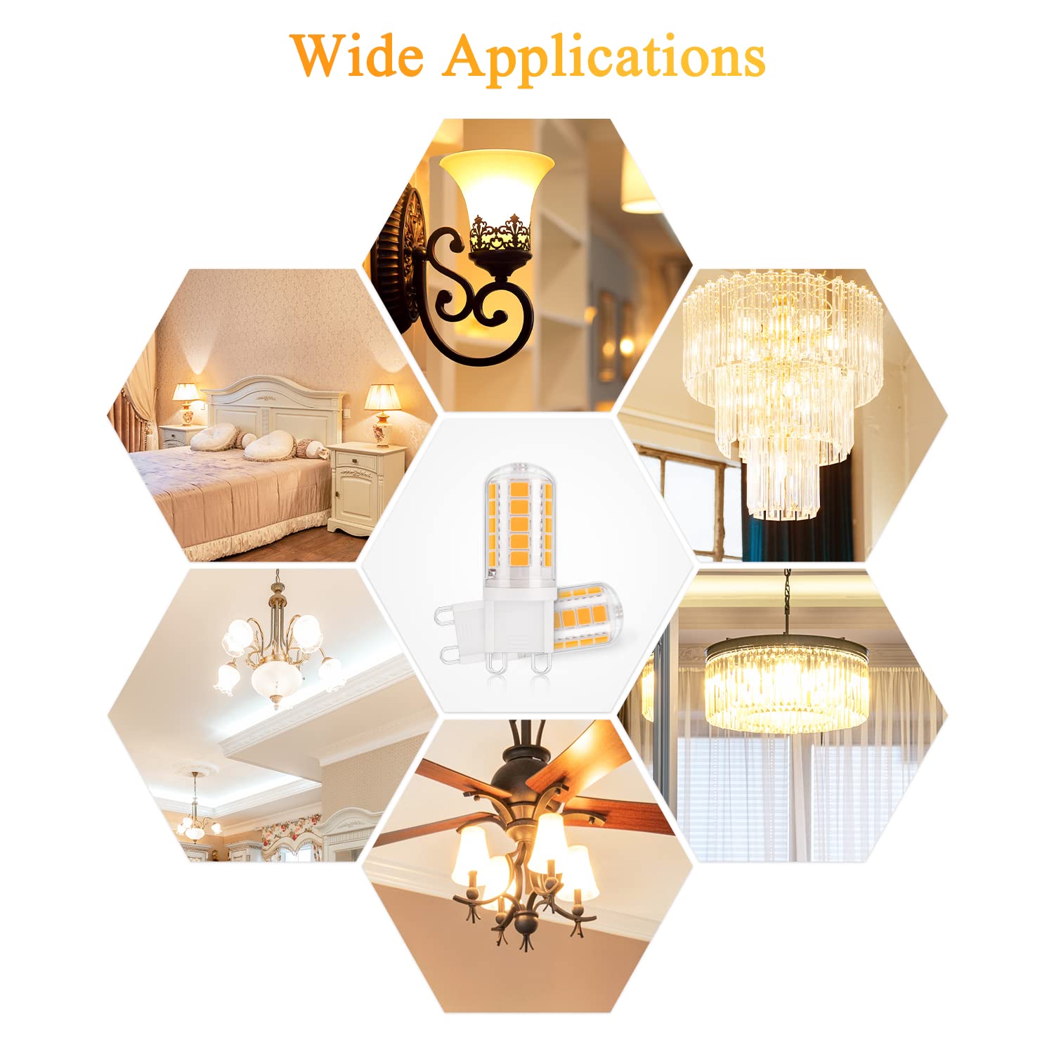 Dicuno G9 Led Bulbs 40W Equivalent, Warm White 3000K, 400Lm, Non-Dimmable