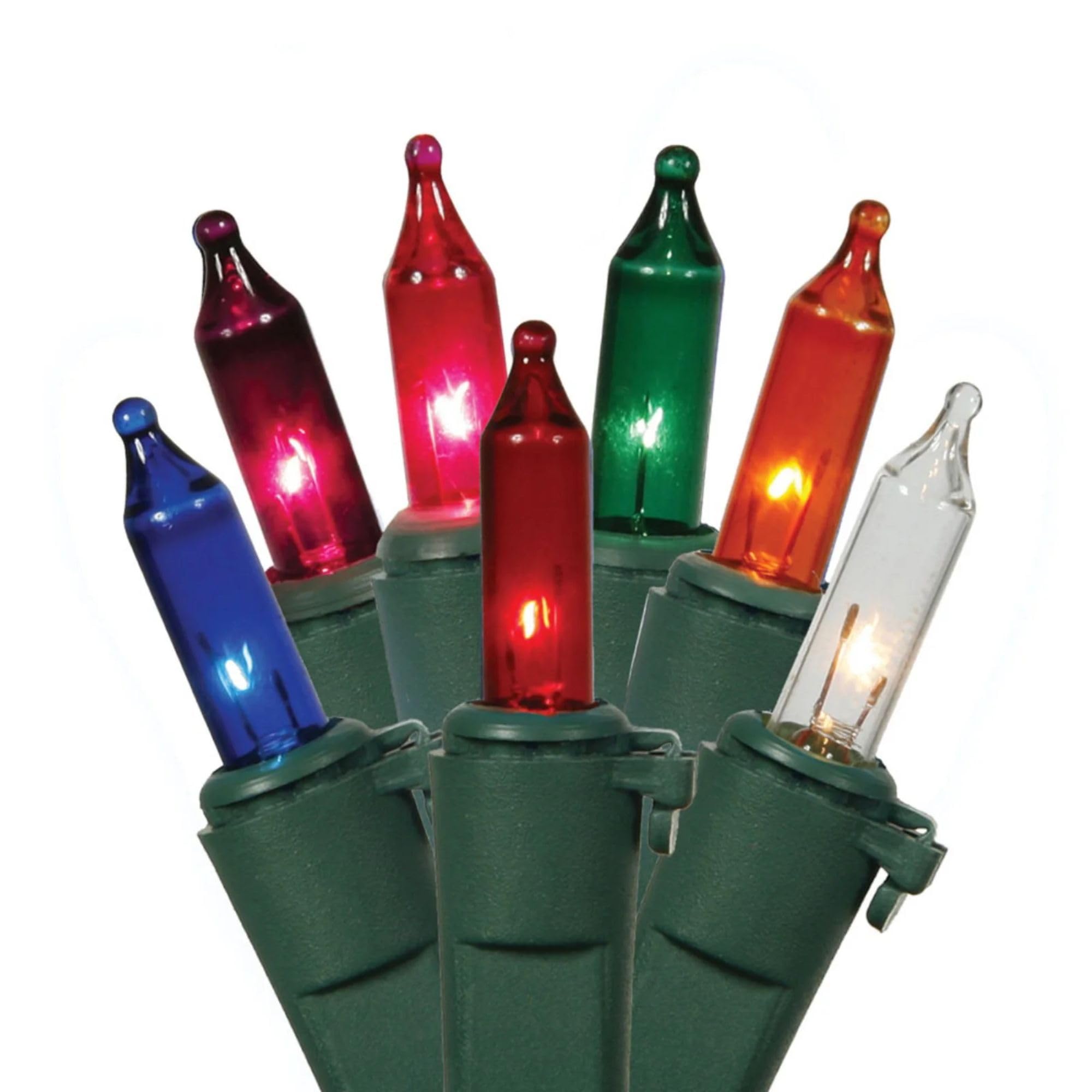Vickerman Multicolored Dura-Lit LED Christmas Light Replacement set.100 Mini Lights, Green Wire.