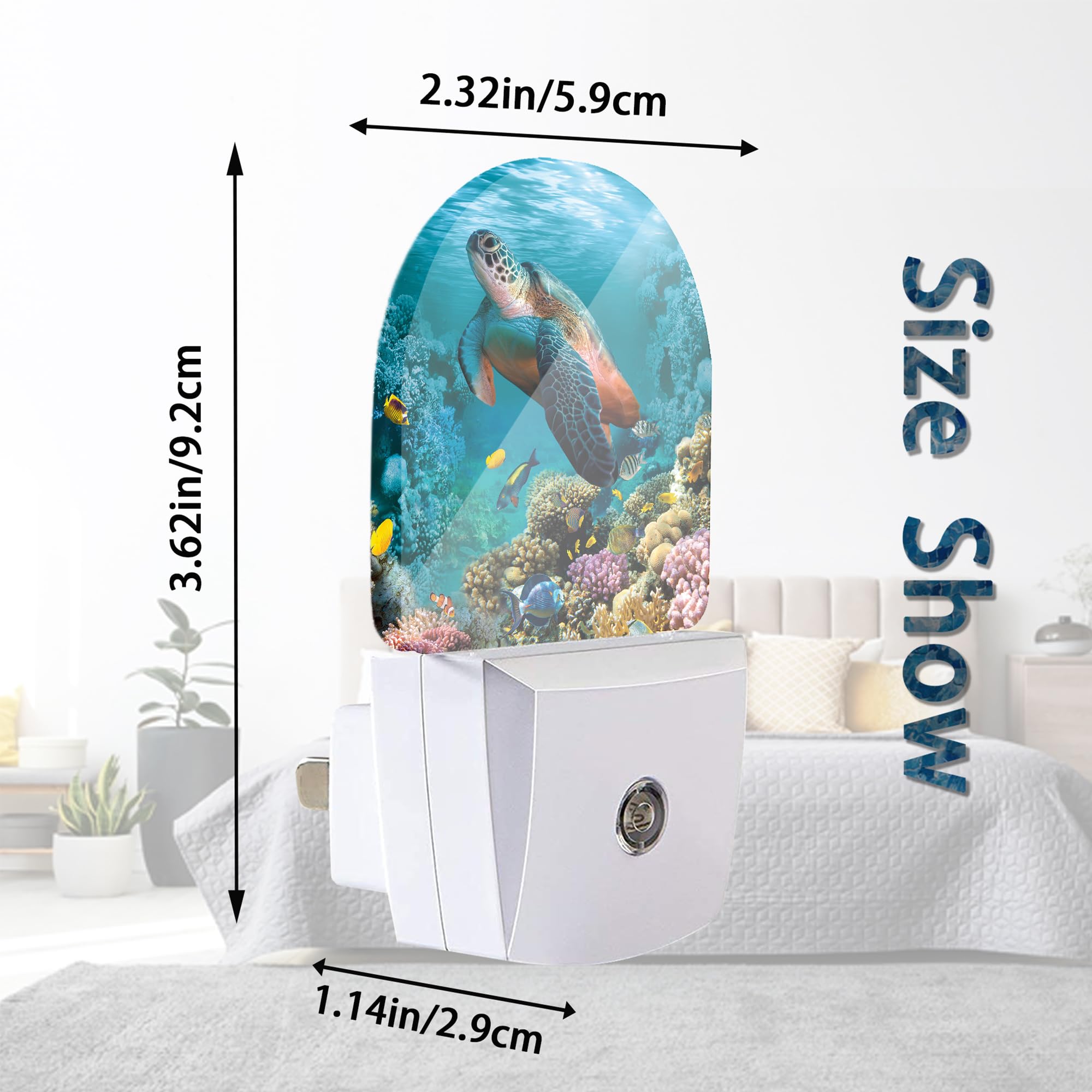 Axxitude Underwater World Turtle Coral Night Lights Plug Into Wall For Girls Boys Room,Night Light Led Lamp Dusk To Dawn Sensor