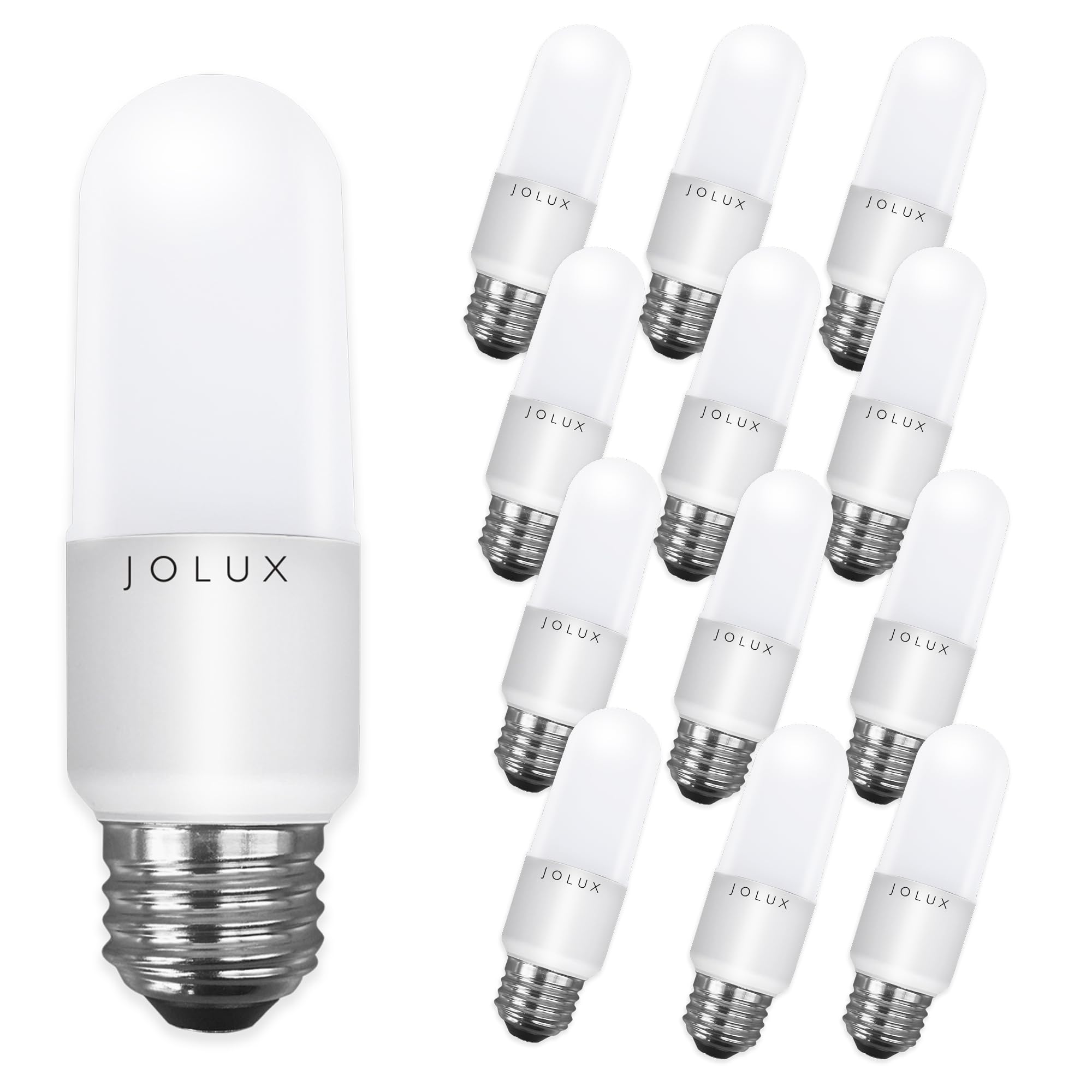 Jolux Led Stick Lights, 60 Watt Equivalent, 800 Lumen,5000K Daylight, E26 Led Bulb,Non-Dimmable, Enclosed Fixture Rated, 12Count