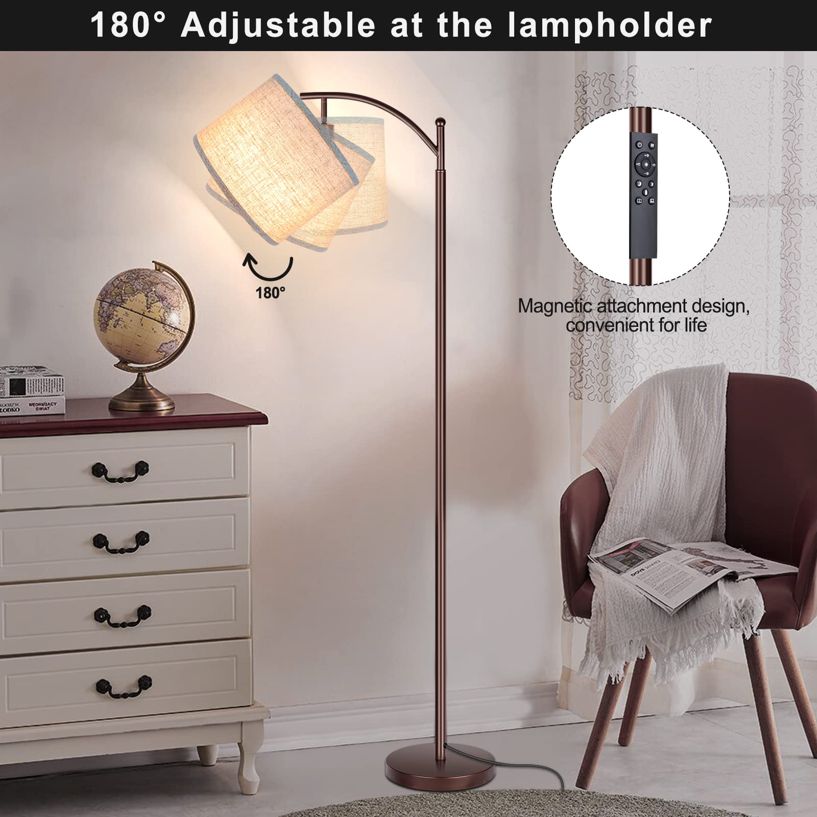 Floor Lamp For Living Room, 4 Color Temperature Led Floor Lamp With Remote Control & Foot Switch, Led Bulb Included, Modern Stan
