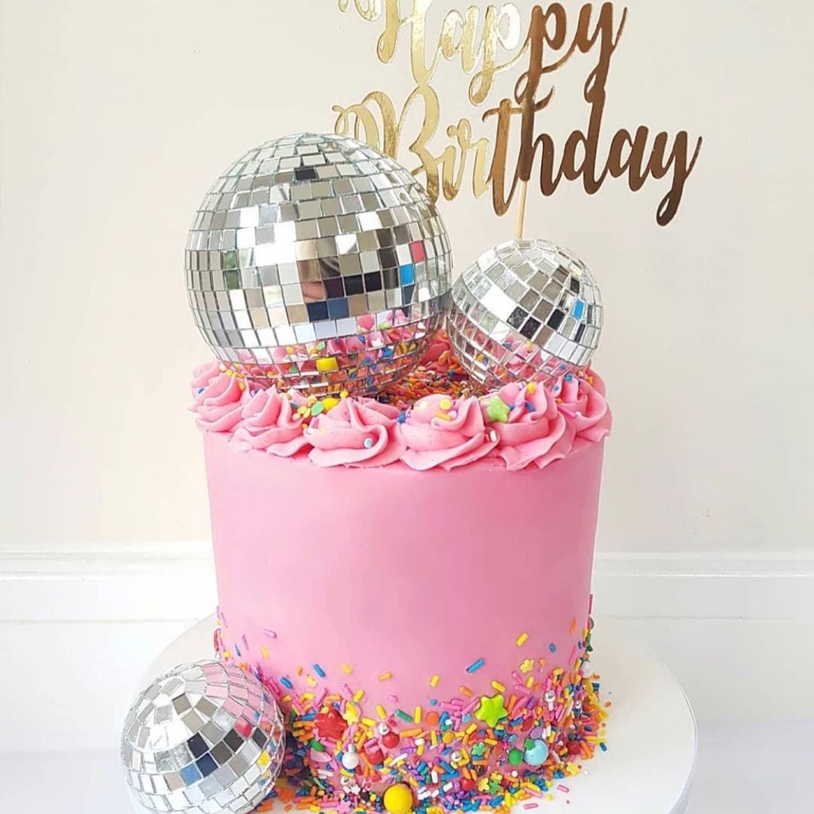 Newmemo 11pcs Disco Ball Cake Decoration Mirror Cake Topper 70's Disco Disco Ball Table Decorations Disco Ball Centerpiece Decor