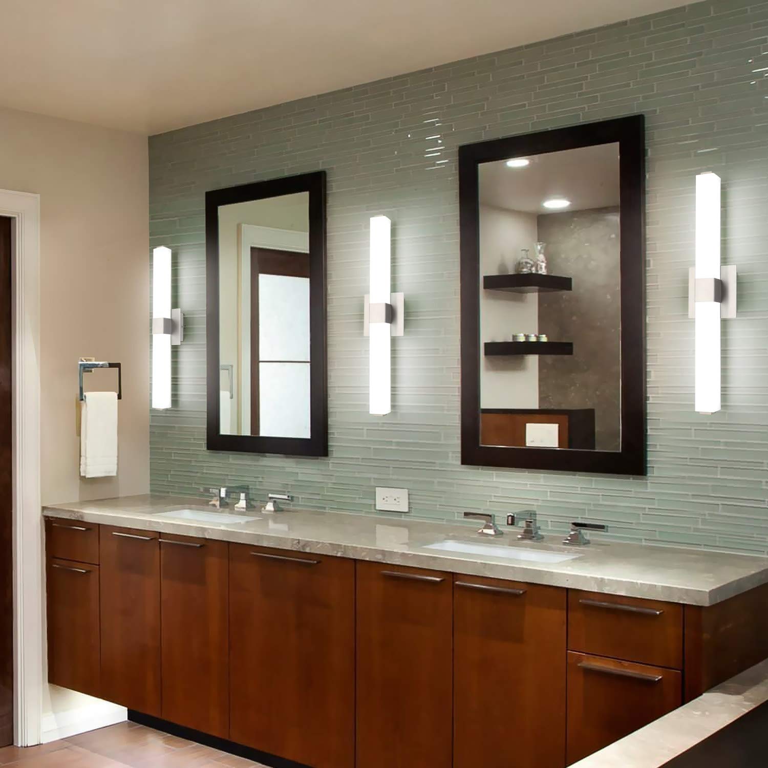 ZUZITO LED Bathroom Vanity Light - 24" Brushed Nickel - Modern Cool White Fixture Over Mirror - Not Dimmable