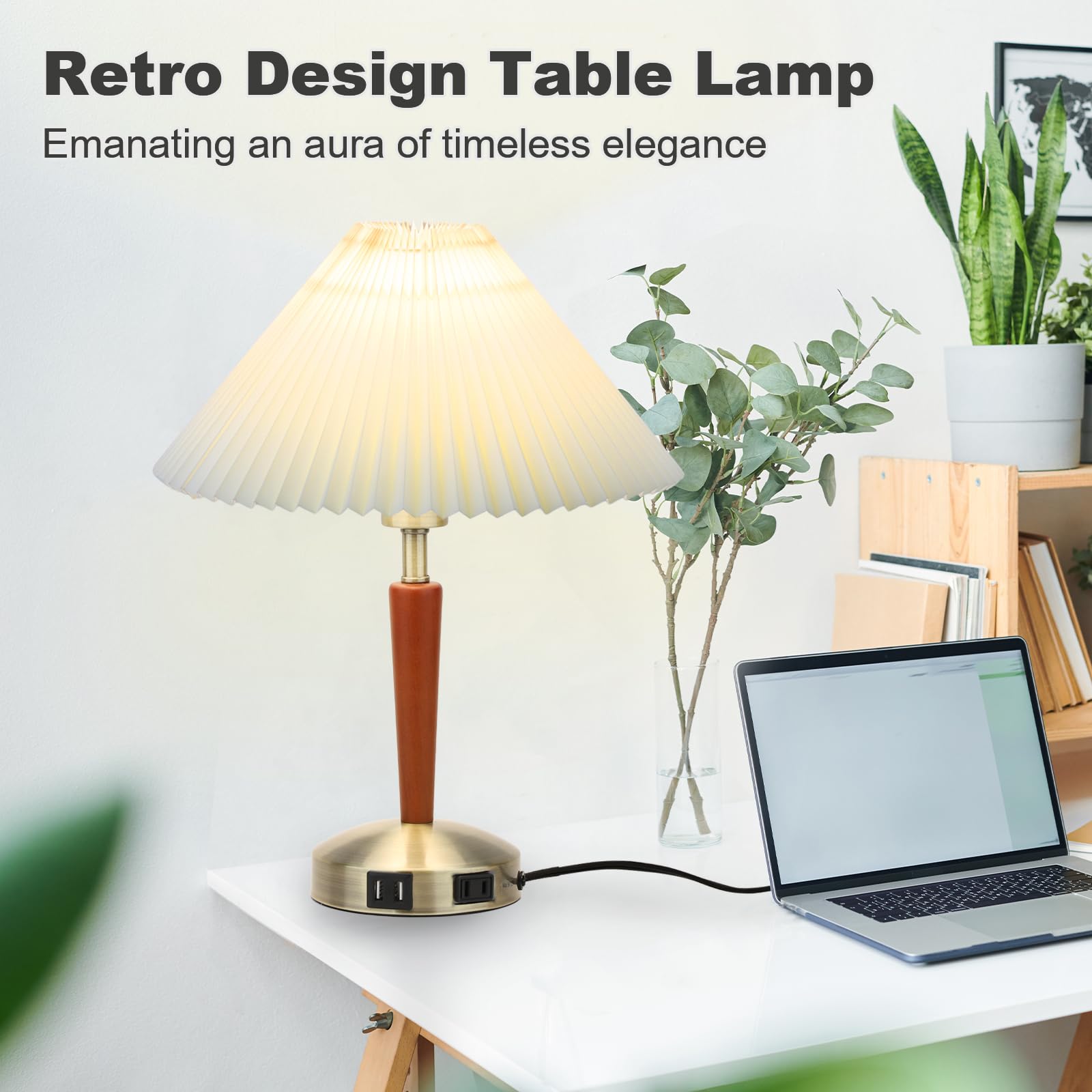 LALISU Touch Bedside Table Lamp - Modern 3-Way Dimmable LED Lamp, Brown Fabric Shade, Ideal for Bedroom and Living Room, Model LALISUTAB881