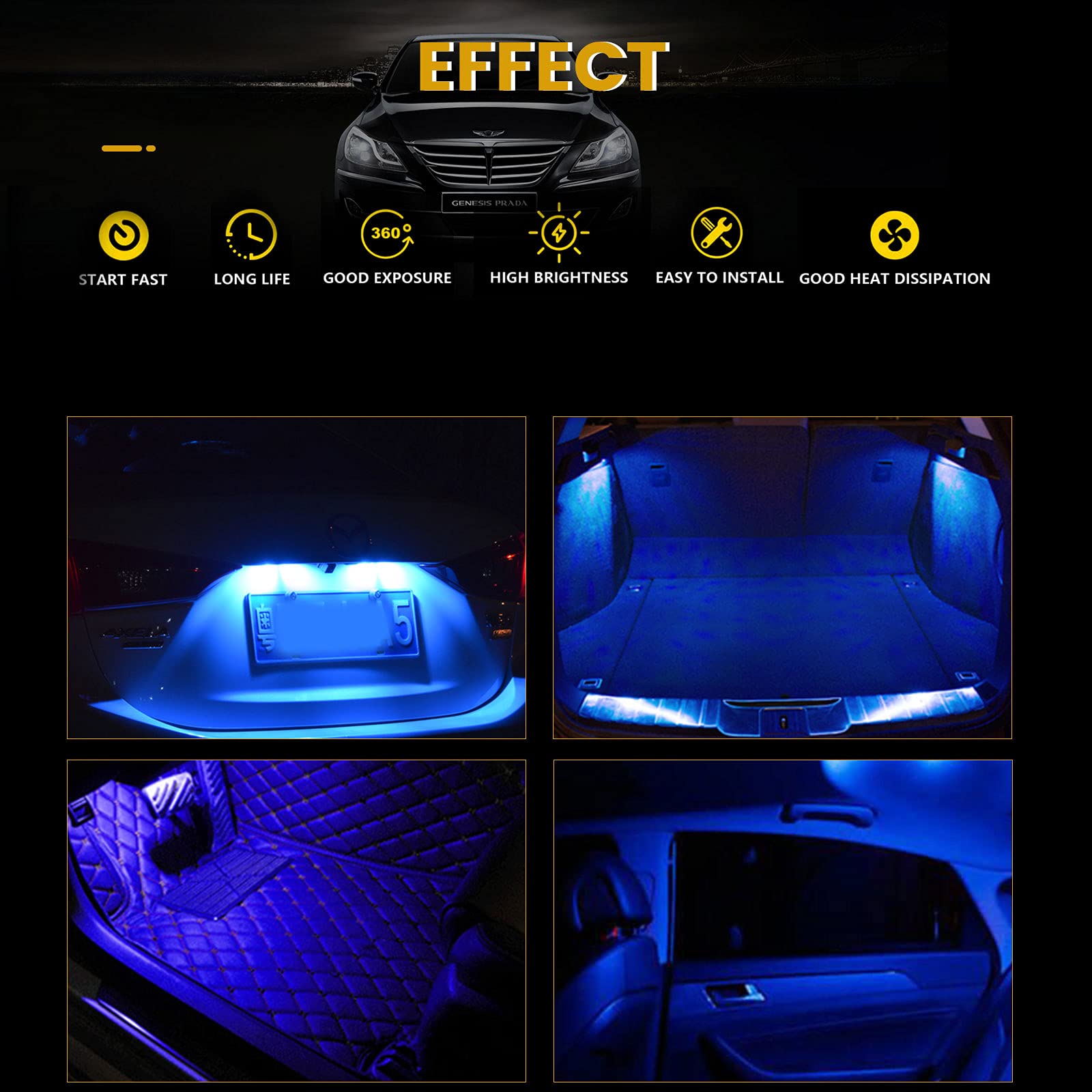 EverBright T10 194 Led Bulb 168 912 W5W 2825 LED Bulb for Car Interior Lights Dome Map Light Trunk Door Light Dashboard Bulb Lic