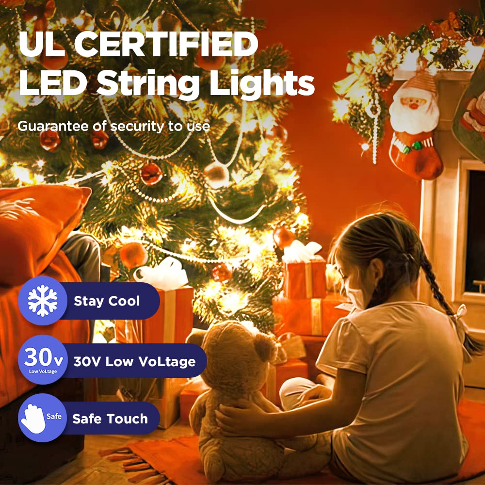 Areker 164Ft 2000Led Christmas Lights Outdoor Indoor  Green Wire Christmas Day String Lights Plug In  Ultra Bright 8 Modes Waterproof Fairy Lights For Xmas Tree Party Wedding Decoration  Warm White