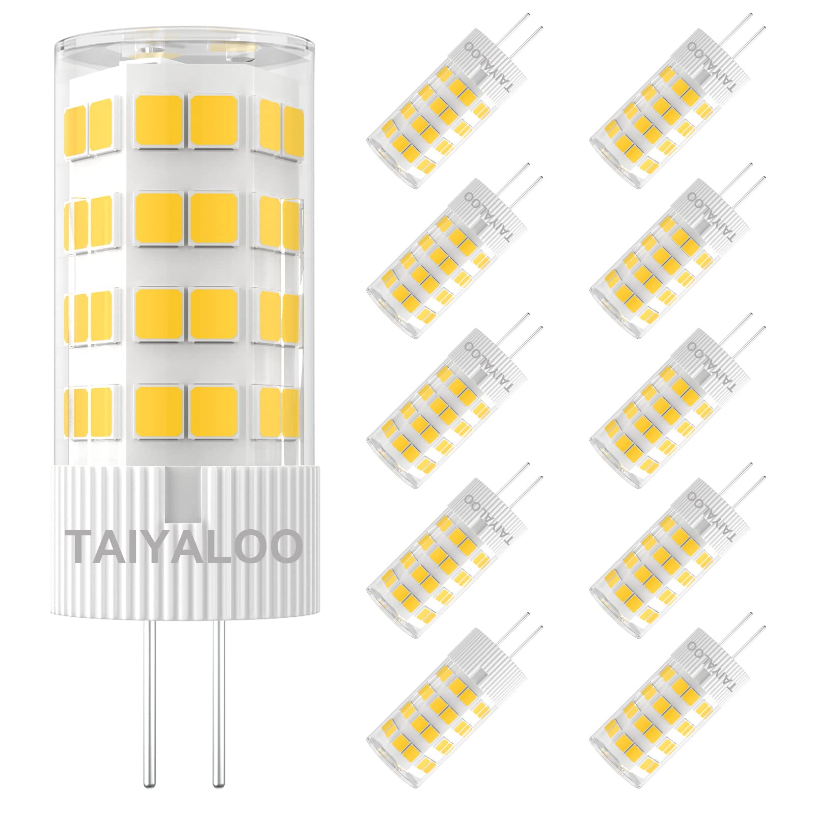 Taiyaloo G4 Led Bulb 5W 4000K Natural White 12V Ac/Dc Bi-Pin T3 Jc Type 40W Halogen Equivalent For Outdoor Landscape Lighting De