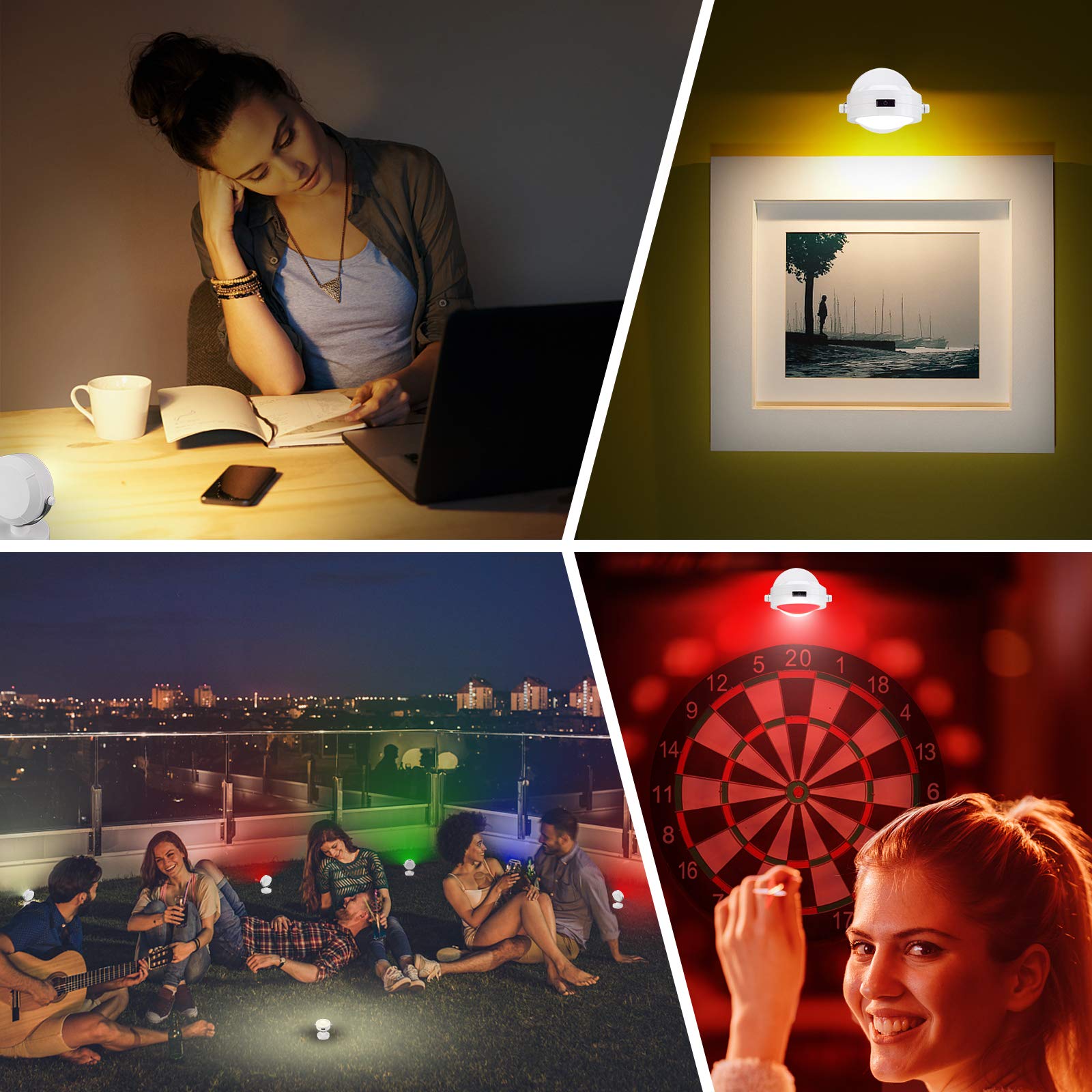 Hongut Picture Light Rechargeable, Led Accent Lights Indoor, Cordless Puck Light With Remote, 12 Color Changing 9 Led Spotlight