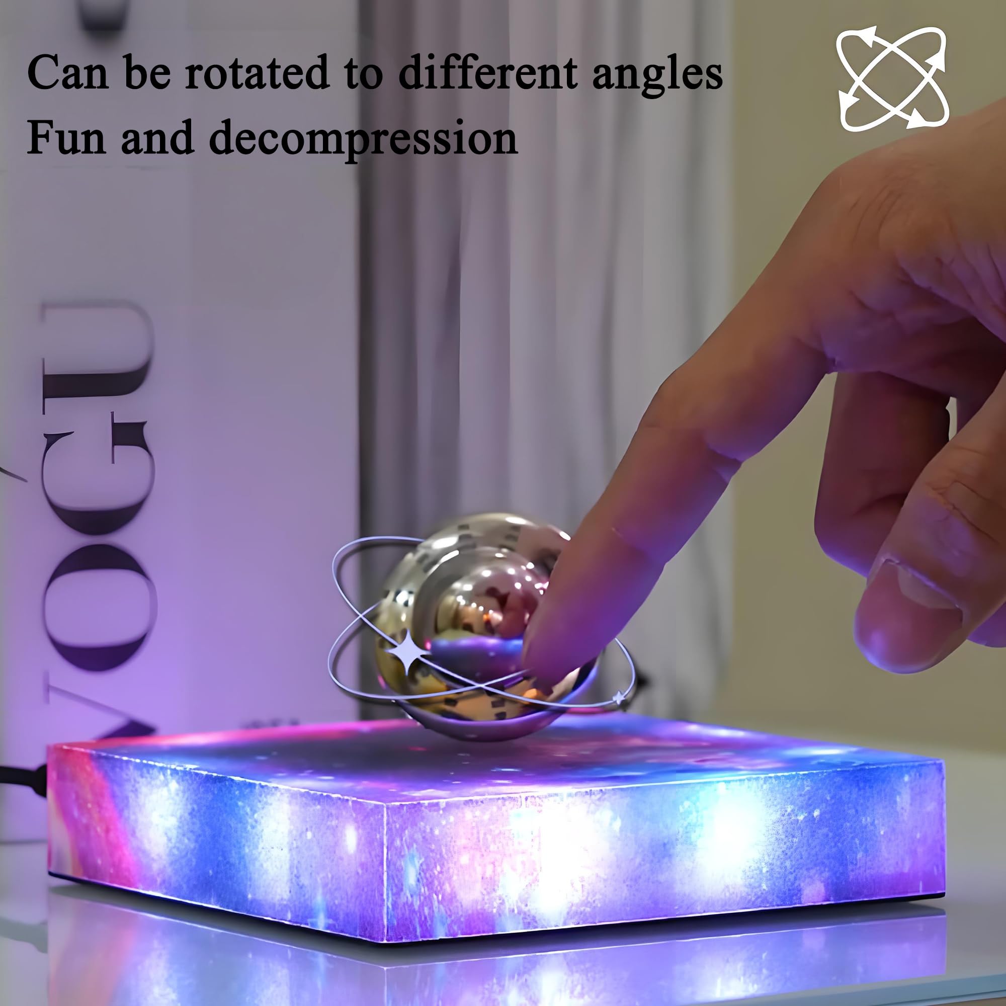 YIANCTRD Levitating UFO Lamp - 360° Rotating RGB Galaxy Light, Metal Design, Cool Desk Decor for Room & Office, Model LT-UFO
