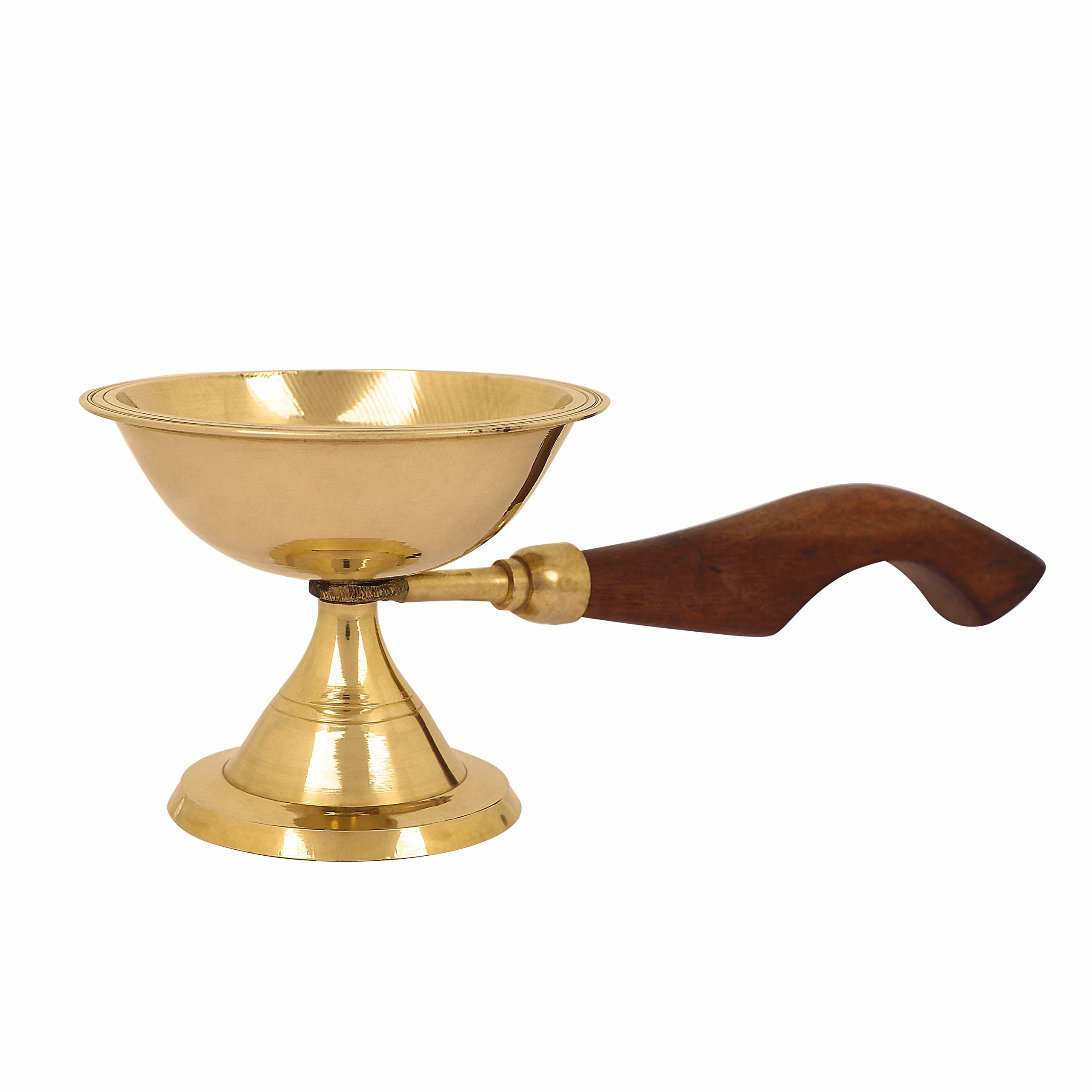 CRAFTSMAN Hand held Puja Jyot Brass Diya Oil Lamp. Aarti/Pooja Dia with Handle (Size-1)