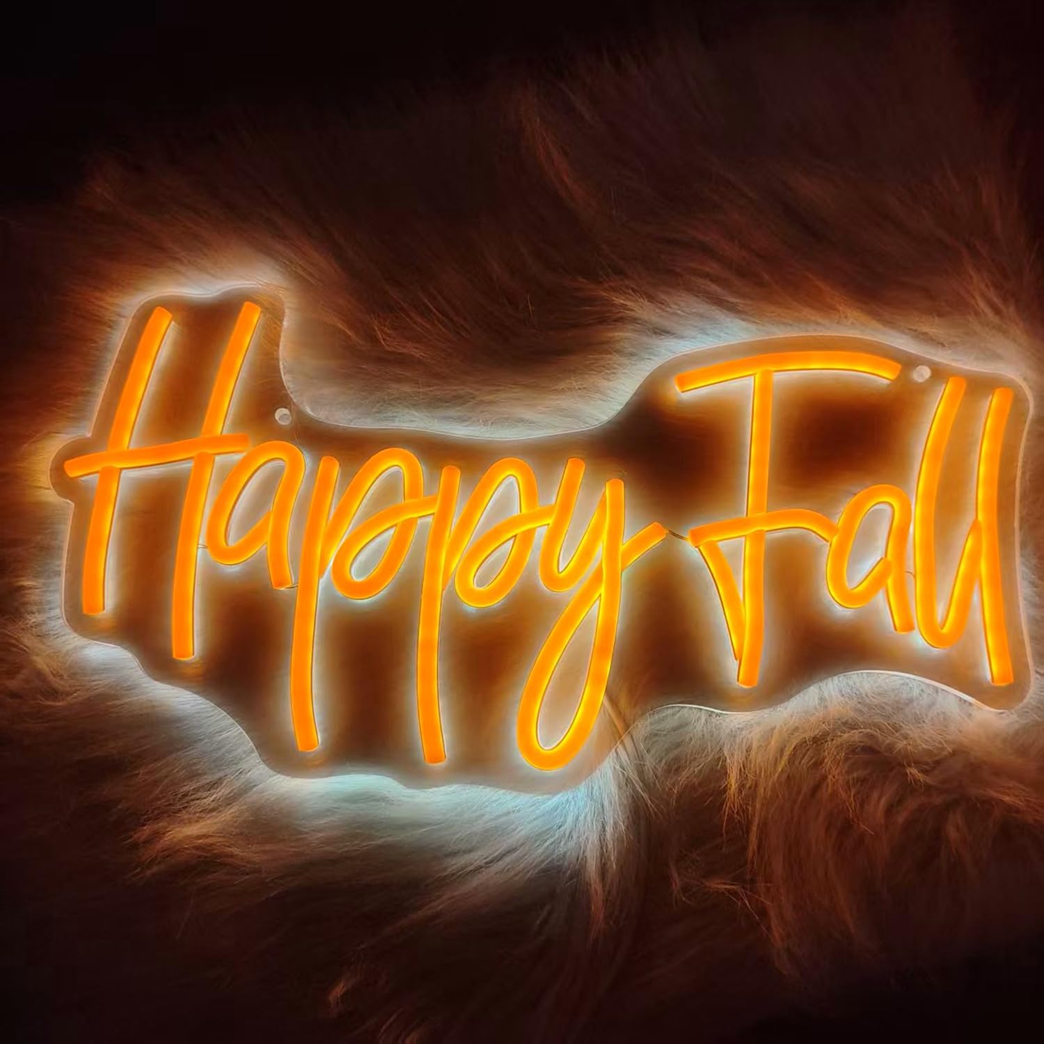 Happy Fall Neon Sign Light Decorative Led Wall Art Night Lamp With Dimmable Switch And Hanging Chain For Autumn Thanksgiving Fireplace Outdoor Garden Door Desktop Hanging Ornaments
