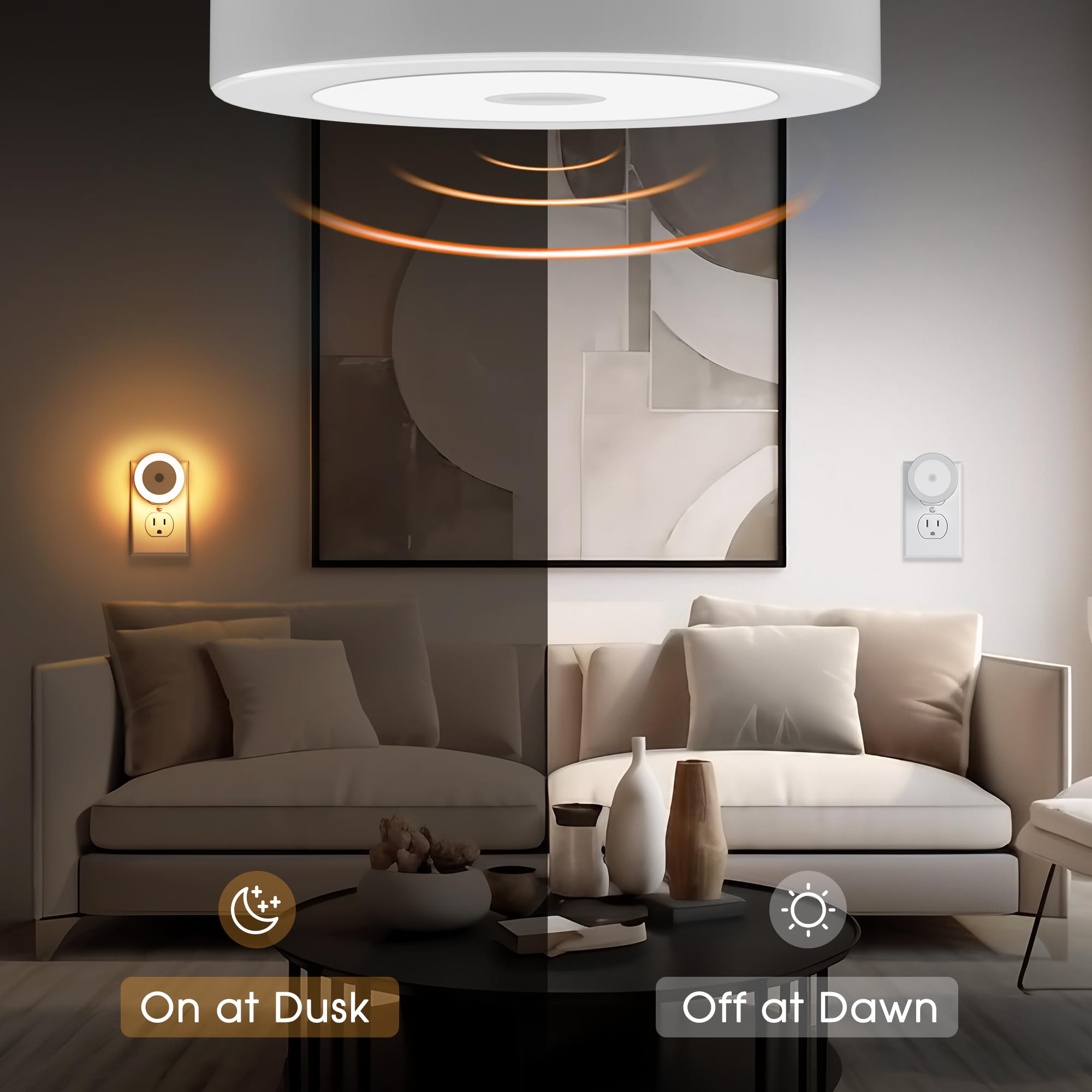 Briignite LED Night Lights, 4 Pack Warm White, Plug-in with Light Sensors, Model NL00102, Ideal for Kids Room, Bathroom, Hallway