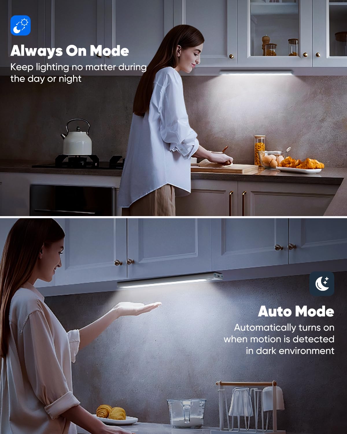 VerRon Under Cabinet Lighting, 5 Pack Wireless Motion Sensor, 10in Aluminum, 2200mAh Rechargeable, 3 Color Temps, Model YS-CGD25-02
