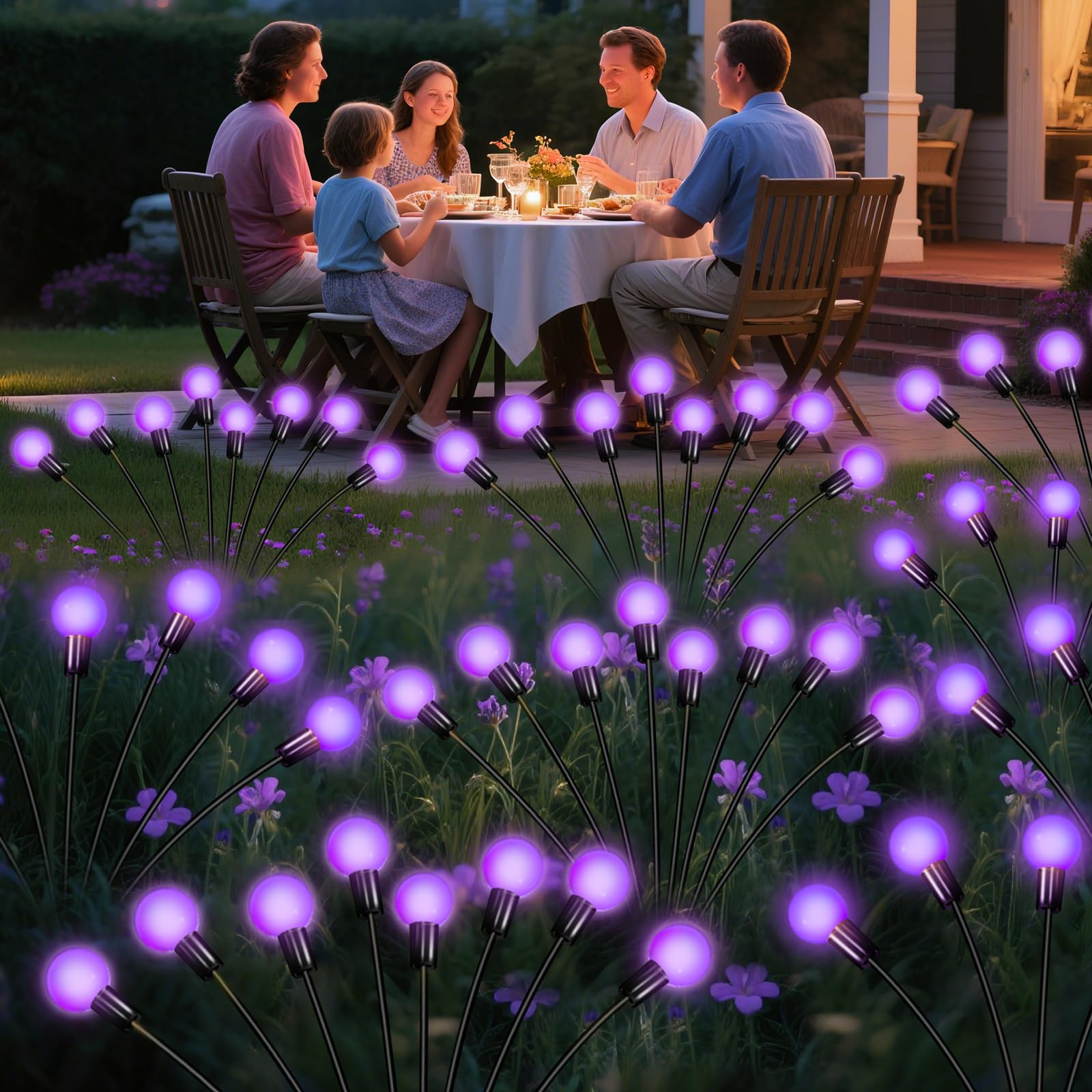 ZFNN Solar Garden Lights – 16 LEDs Waterproof Firefly Lights, 2 Pack, Purple, Model YHC-2pack10head