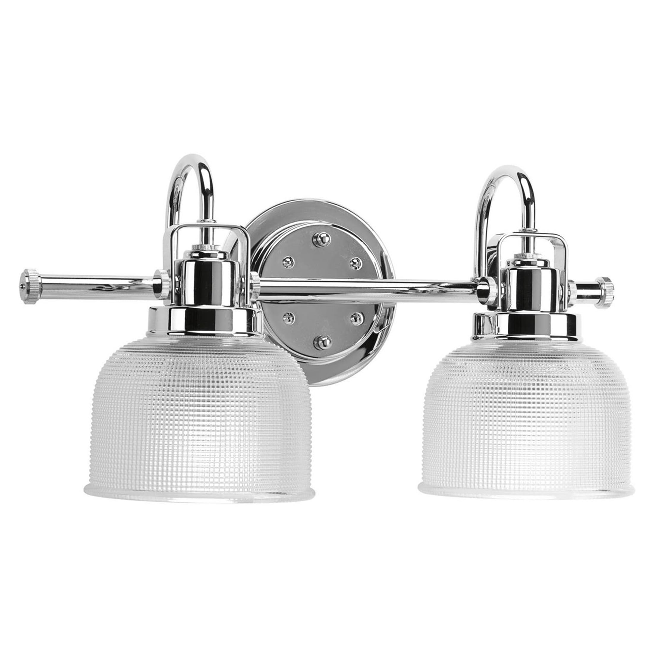 Progress Lighting 2-Light Clear Double Prismatic Glass Coastal Bath Vanity Light, Archie Collection, Indoor, P2991-15, Polished 