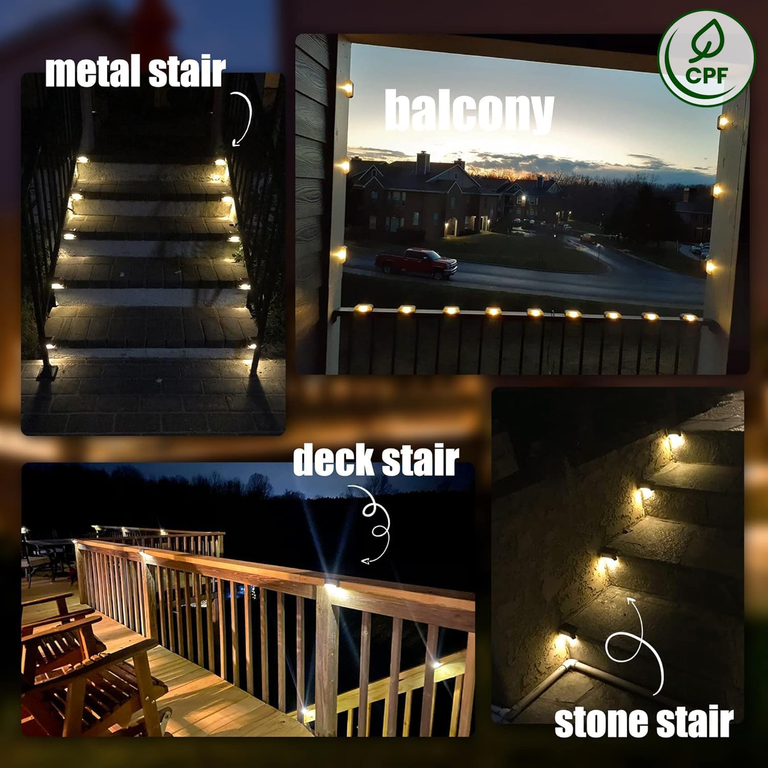SOLPEX Solar Deck Lights 16 Pack - Waterproof LED Step Lights, Warm White, for Outdoor Stairs, Fence, Yard, Patio, and Pathway