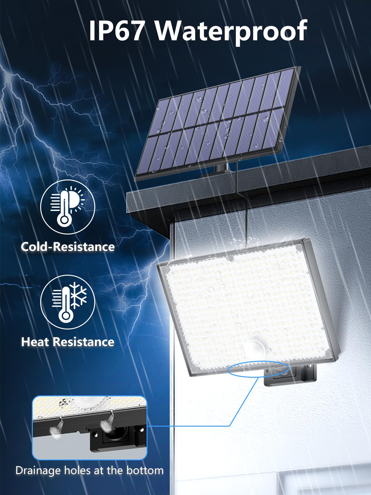 Topabol 400LED Solar Lights, IP67 Waterproof, 3 Modes, Remote Control, 16.4ft Cable, Cool White, 2 Pack