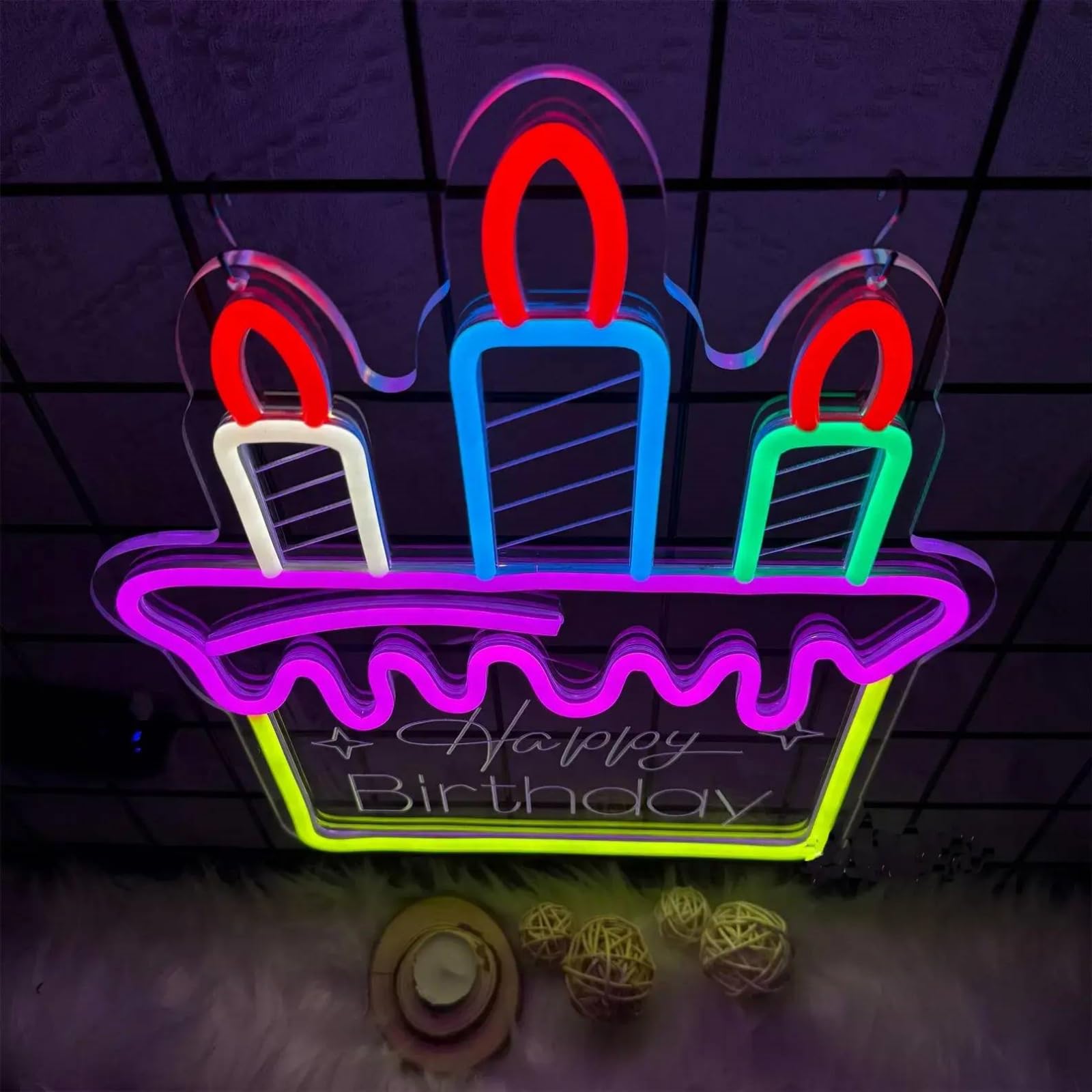 Ulalaza LED Neon Sign Night Light for Wall Décor, 16.5in x9.1in , USB Powered, Cake Color