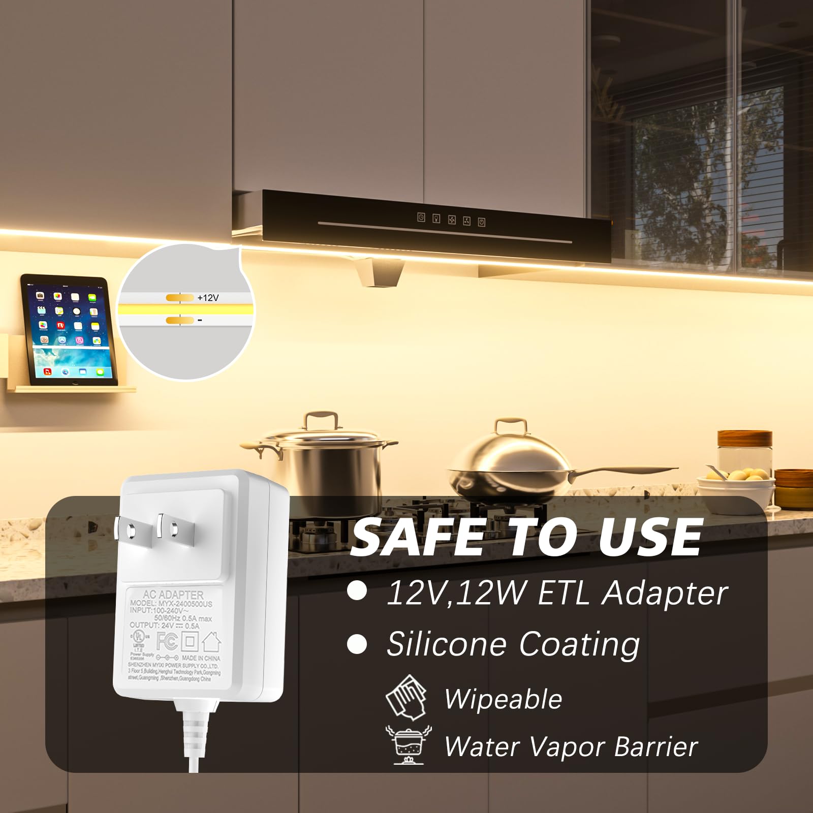 Wobane Under Cabinet Lighting,Flexible Cob Led Strip Light,Under Counter Lights For Kitchen,Mirror, Ceiling,Room,Tv,Shelf,Closet