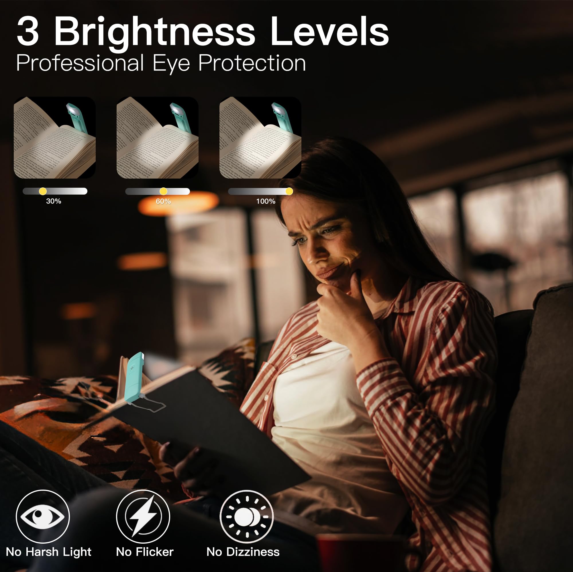 Kunhe 10 Pack Usb Rechargeable Clip-On Book Lamp For Night Reading - Kids & Adults, Perfect For Book Lovers & Christmas Gifts