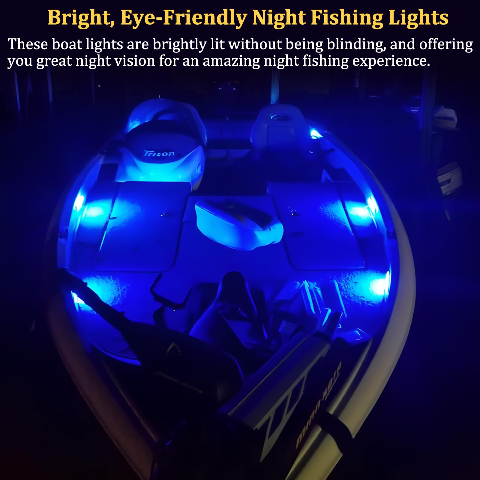 Botepon Marine LED Boat Interior Lights, IP67 Waterproof, No Drill Install, Blue, Model BP-6led-strip light-10