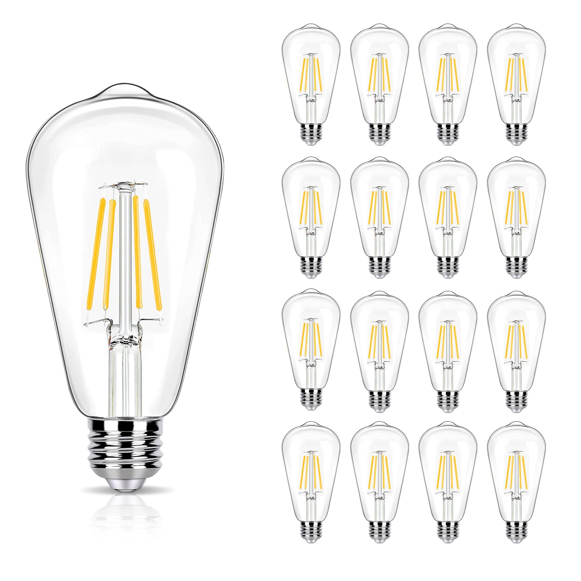 Winsaled 16 Pack Led Edison Bulbs 40W Equivalent, 4 Watt Led Filament Bulb, 2700K Soft Warm St19 Light Bulb, 450Lm E26 Vintage B