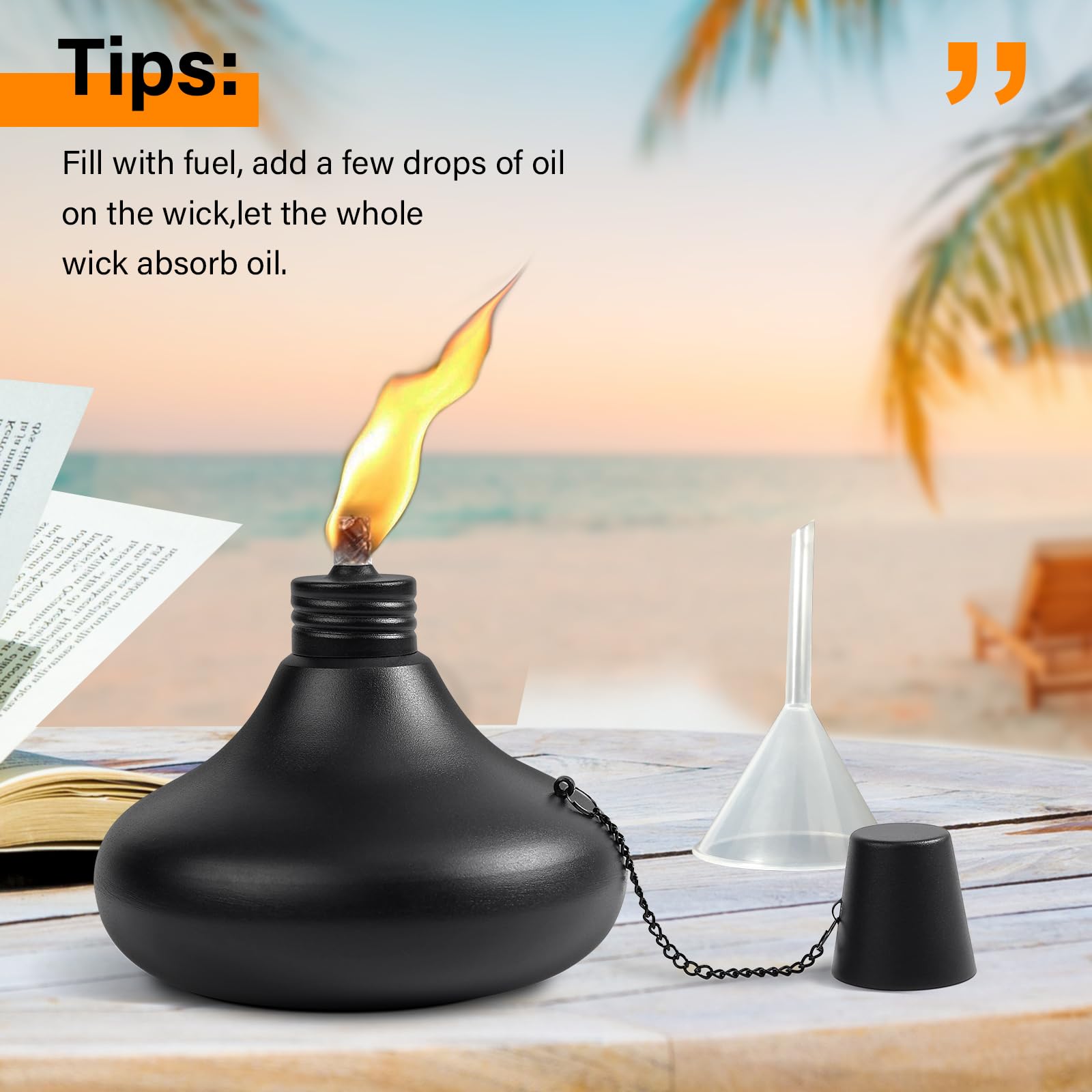 Snogswog 8-Pack Metal Tabletop Torches With 24Oz Citronella Candles For Outdoor Use