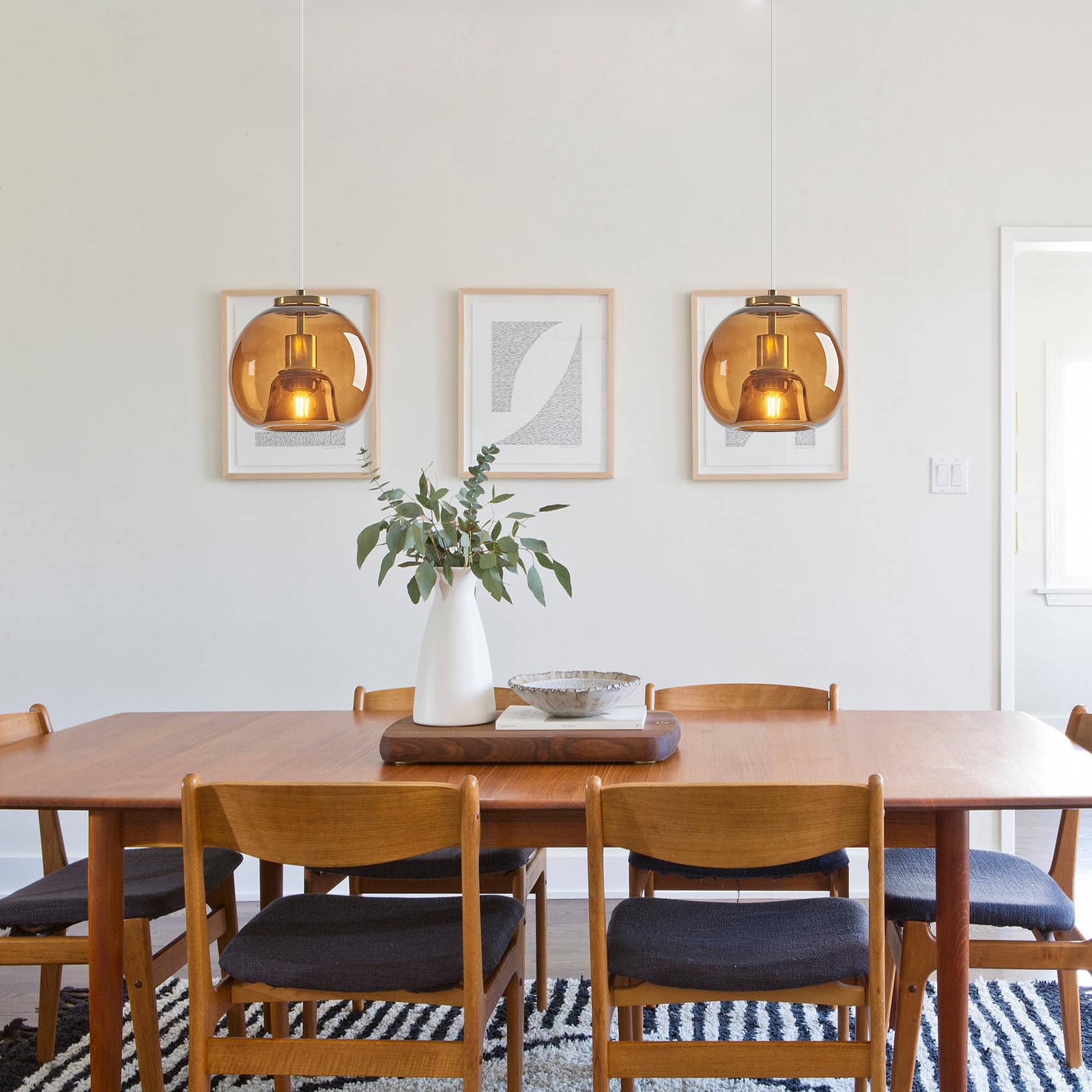 Lbsqj Brown Glass Pendant Lights Kitchen Island Gold Hanging Light Fixture Glass Globe Pendant Light Modern Pendant Lighting For Kitchen Island Bedroom Dining Room (7.87  1 Pack)