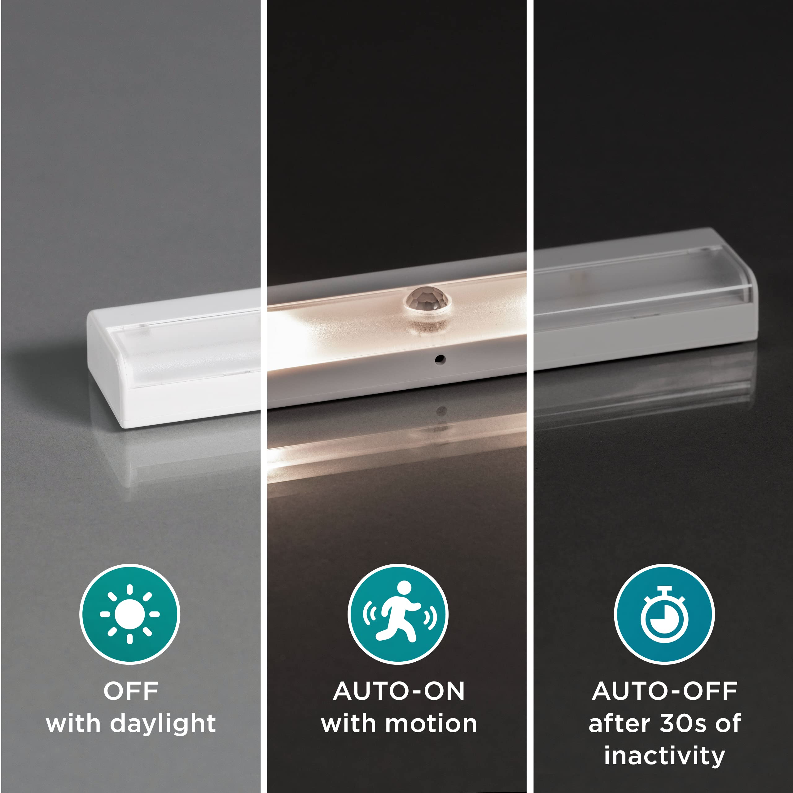 Brilliant Evolution Wireless LED Stair Lights - Motion Sensor, Battery-Operated, 6 Pack, White, Model f132689a-0ad2-42fb-8a74-4bc