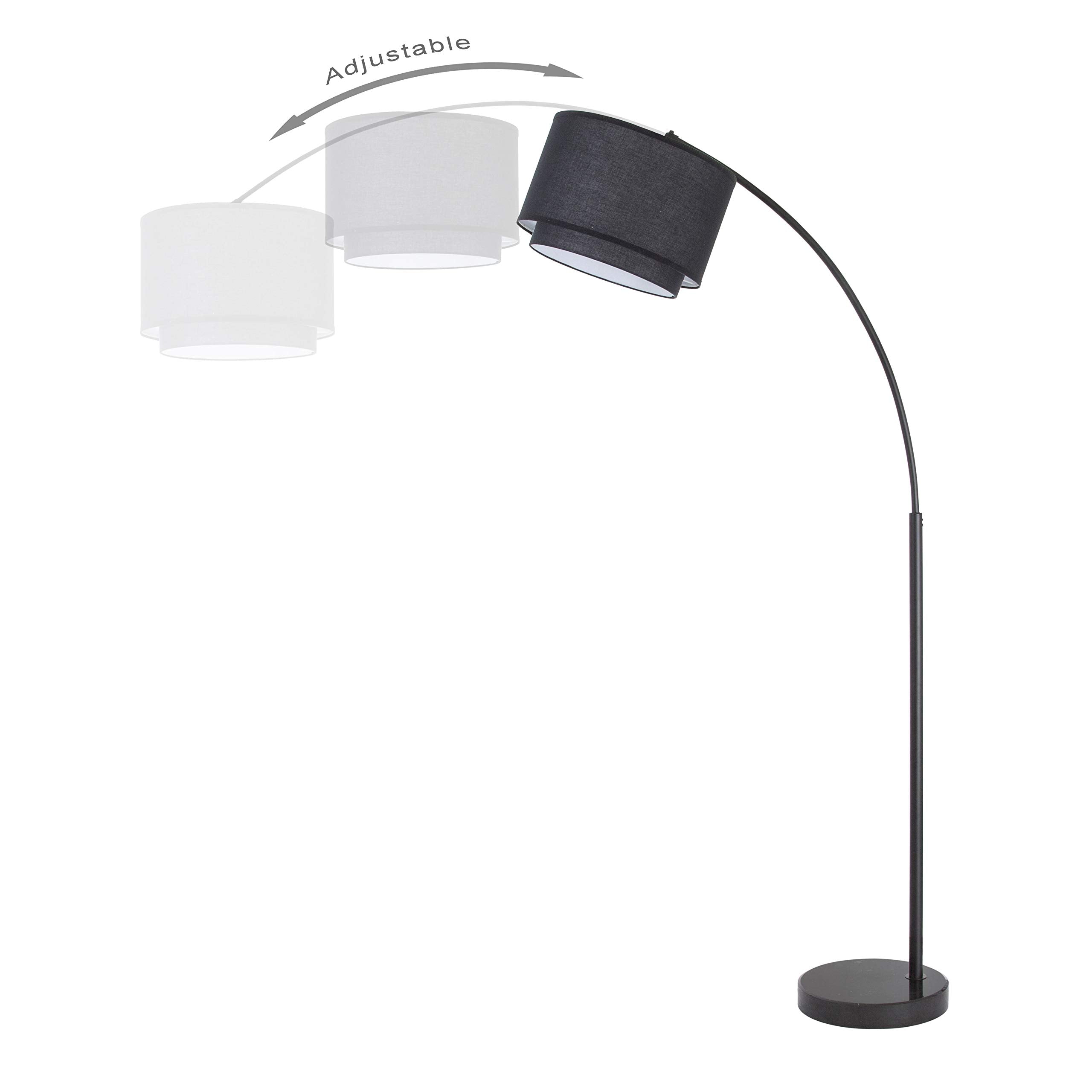 Major-Q Modern Floor Lamp - 81in Arc Tall Drum Shade - Black - Model 99-6938DS-BK - Ideal for Living Room, Dining, Bedrooms, Office Lighting