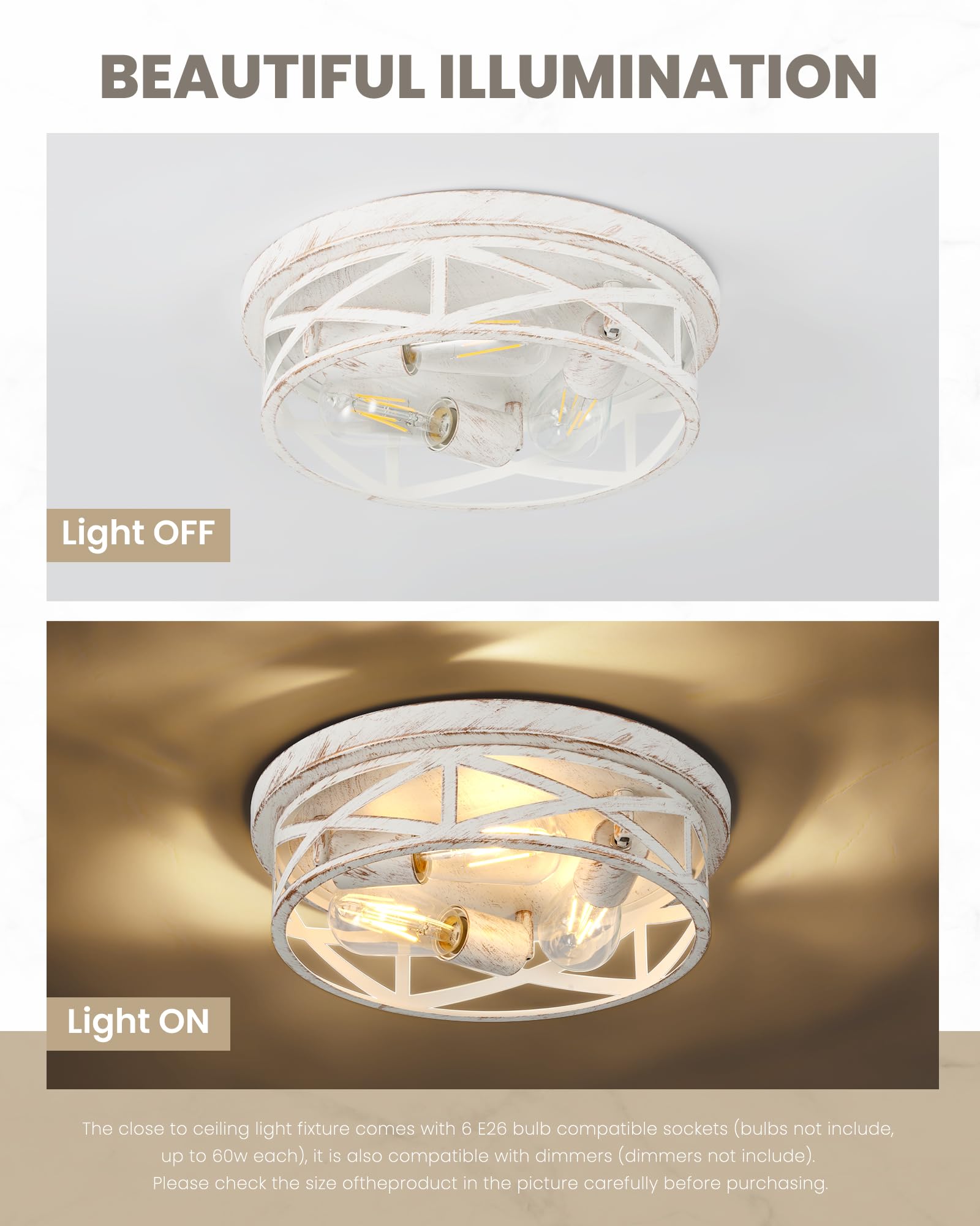 Piano7797 13 Inch White And Gold Flush Mount Ceiling Light Fixtures,3-Light Modern Hallway Light Fixtures Ceiling, White And Gol