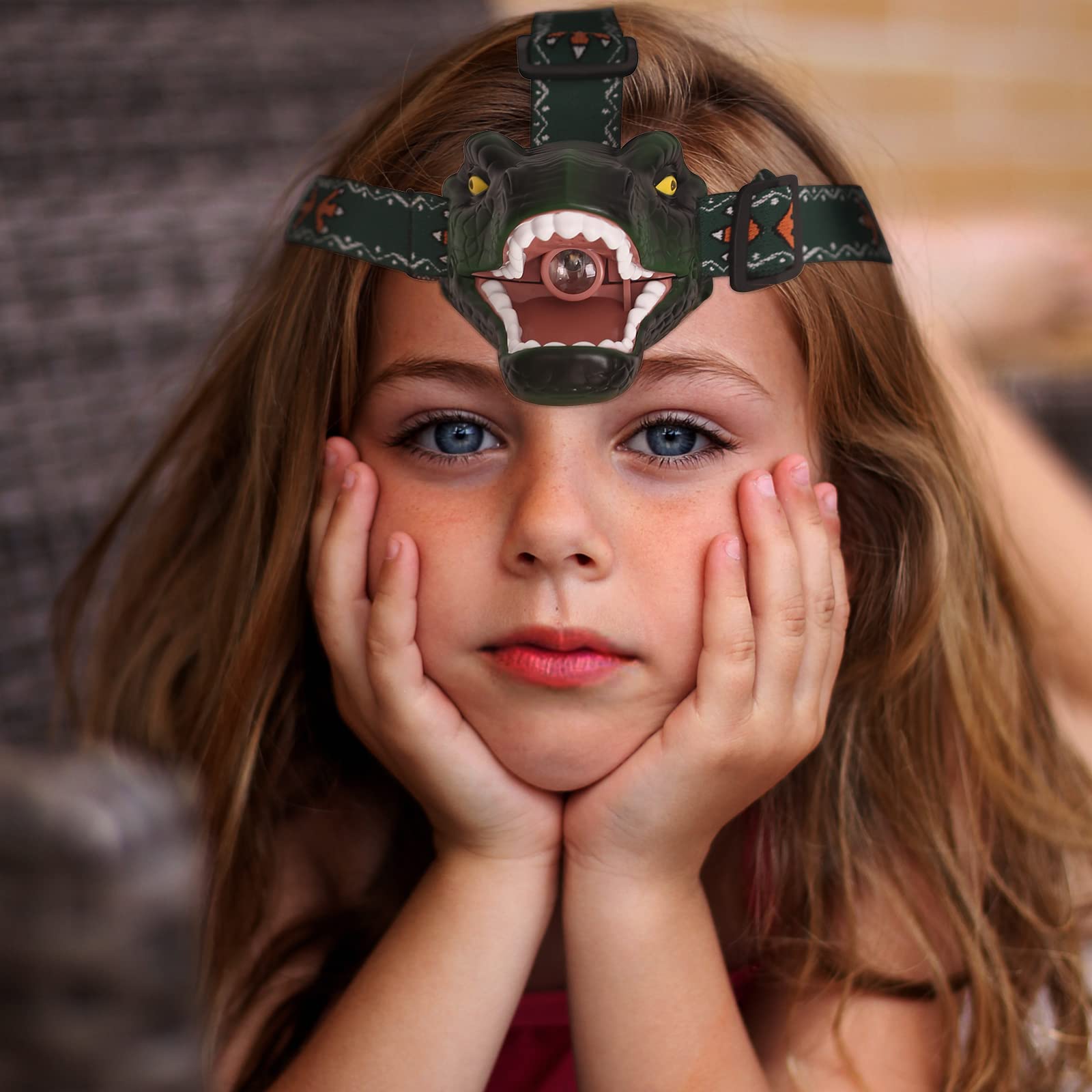 Lelefa Dinosaur Kids Headlamp, T-Rex Dinosaur Led Headlamp Flashlight, Dinosaur Toy Headlamp Flashlight With 4 Lighting Mode For