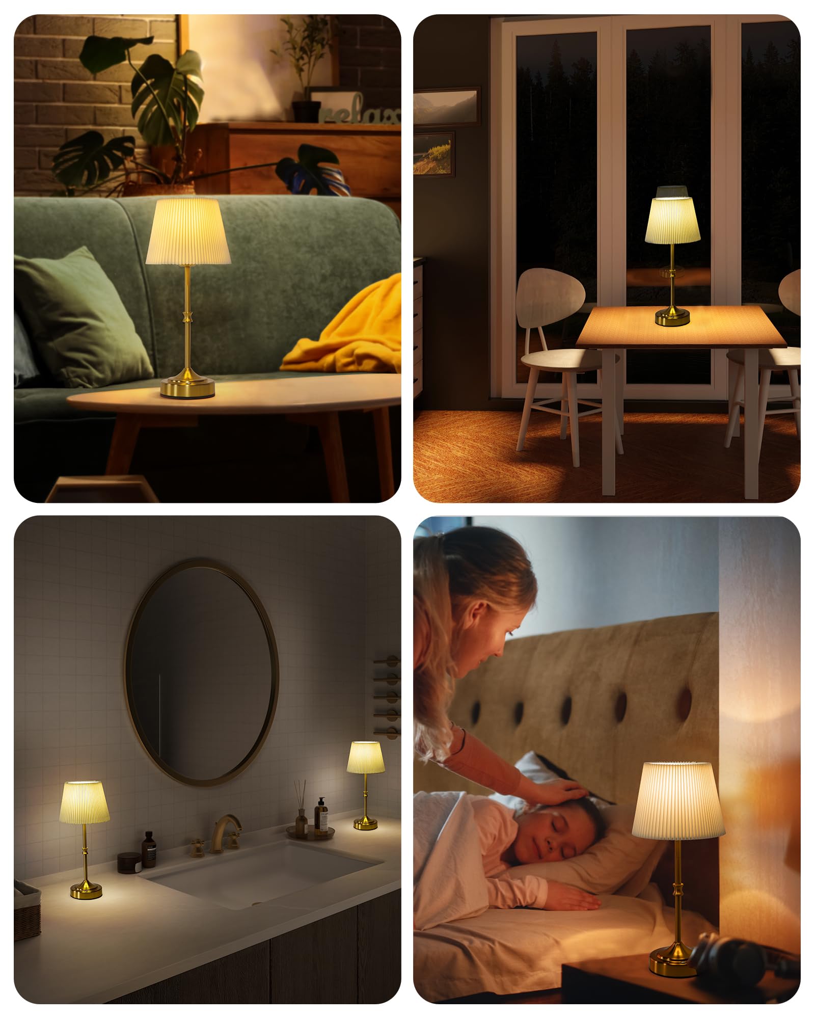 Cordless Table Lamp Portable, 3 Light Colors & Brightness Adjustable , 5400Mah Battery Operated Rechargeable, Wireless Lamp For