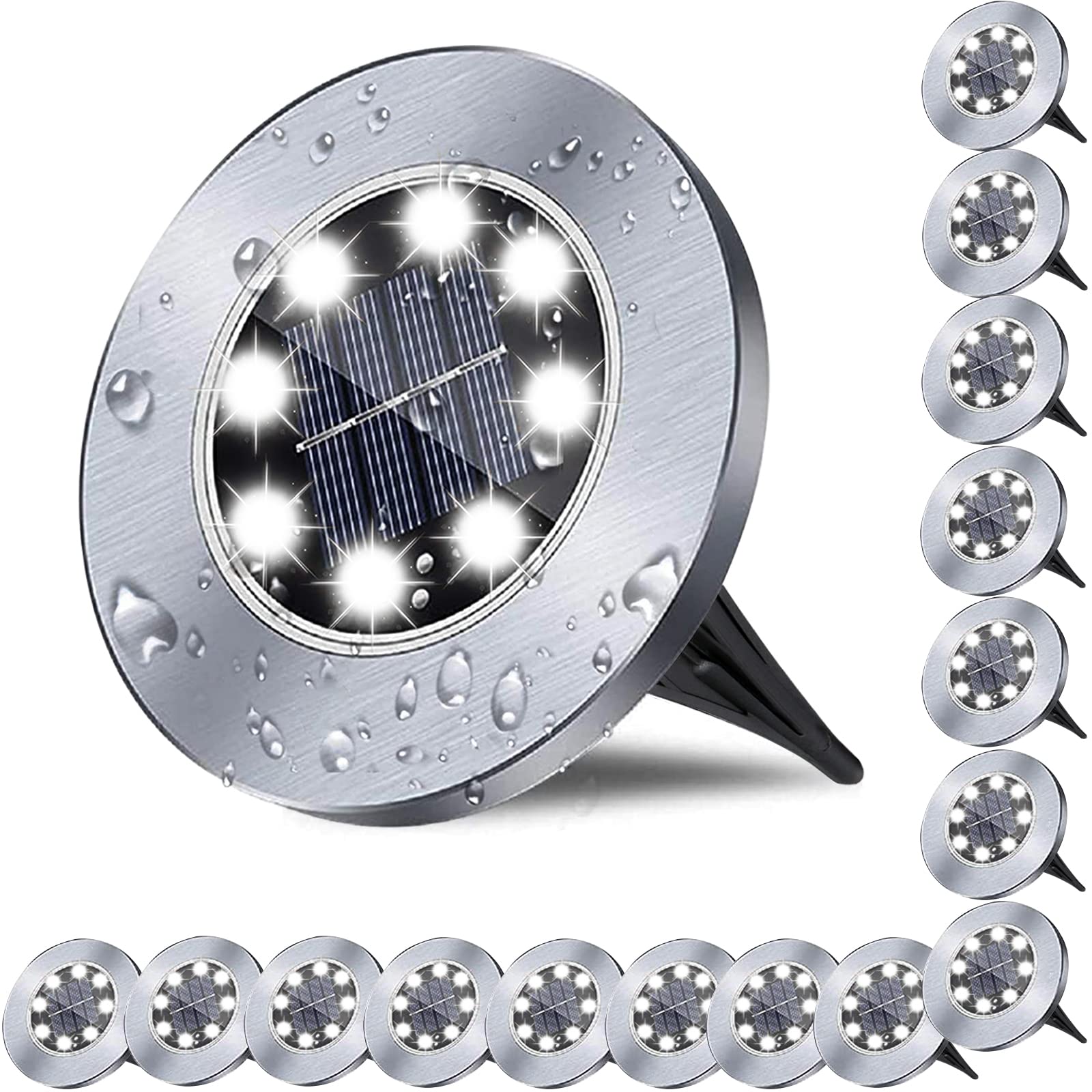 Solar Ground Lights, Waterproof Solar Garden Lights, Upgraded Outdoor Garden Waterproof Bright In-Ground Lights, Landscape Light