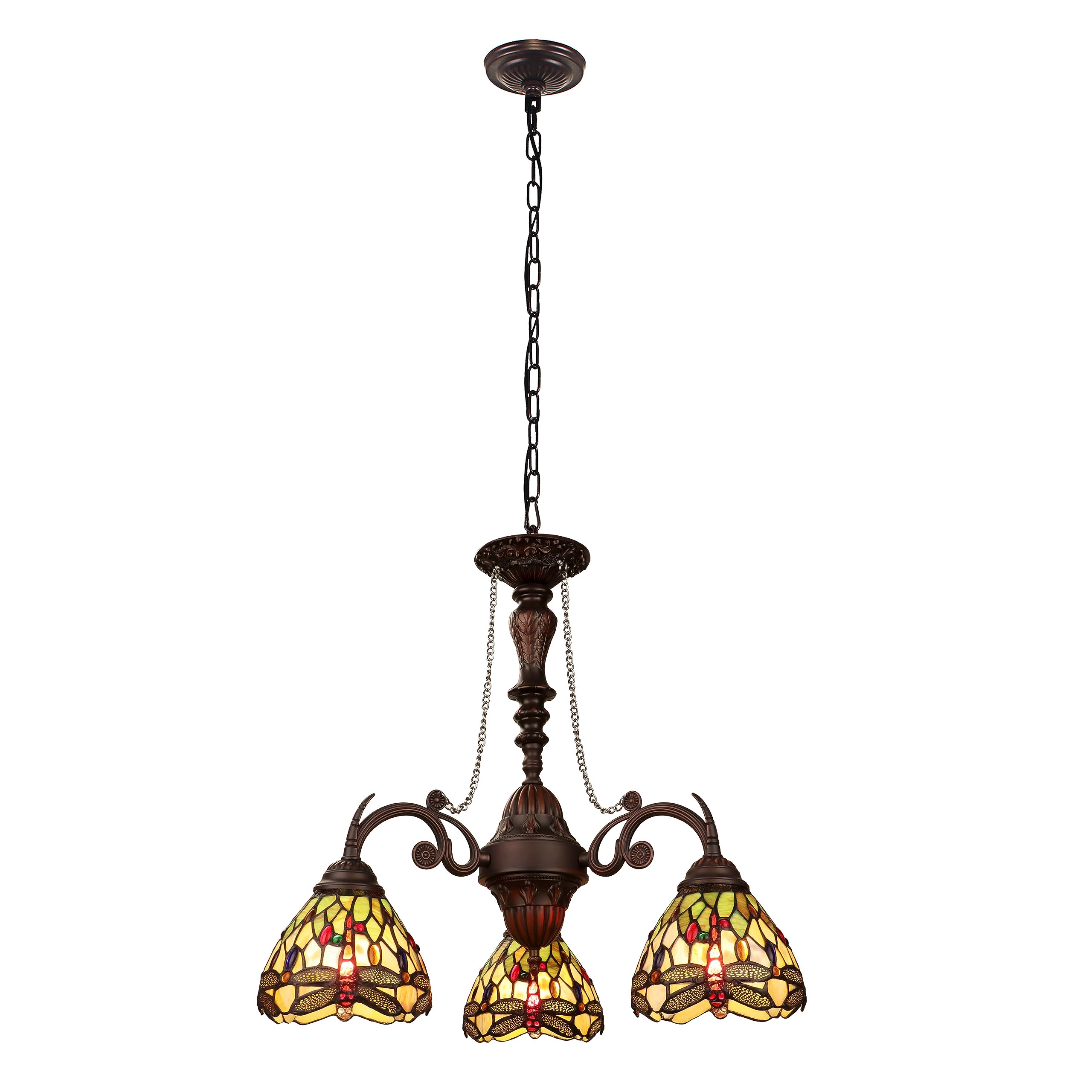 Chloe Lighting ANISOPTERA 3-Light Mini Chandelier, Antique Dark Bronze Finish, 24in Wide, Multicolor, Model CH32825DB24-DC3