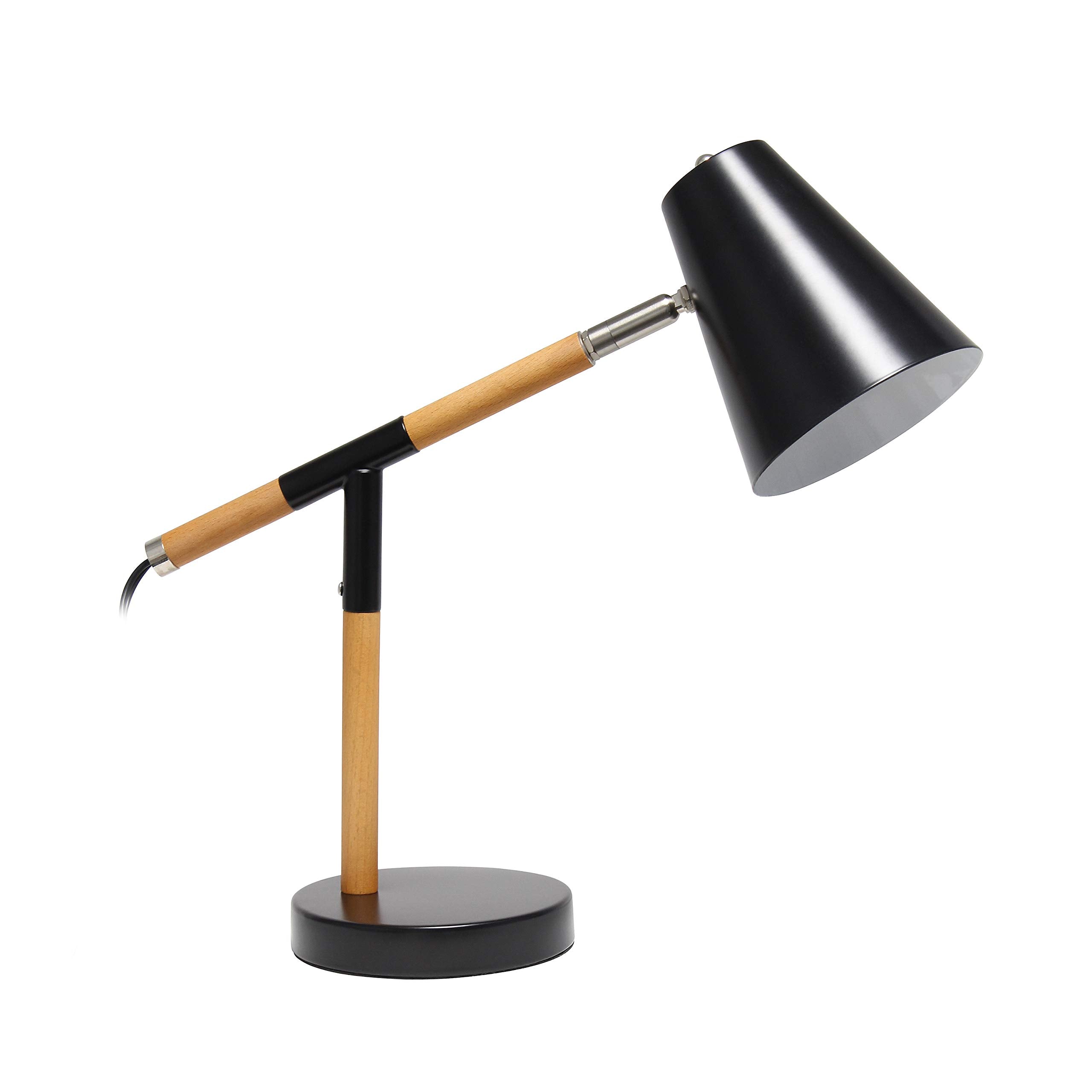 Simple Designs Ld1059-Blk Wooden Pivot Desk Lamp, Matte Black