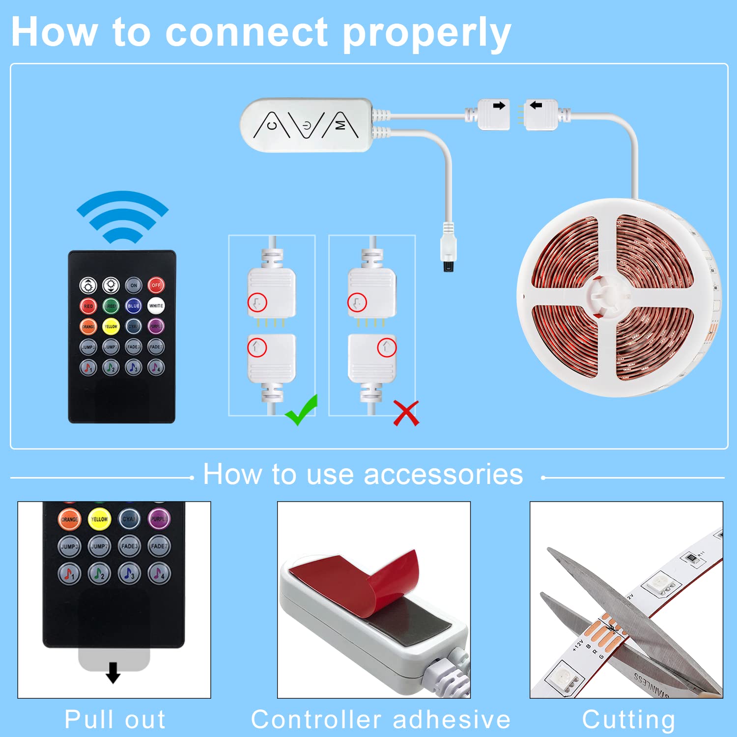 Micomlan 16Ft/5M Led Strip Lights, Controller And Bluetooth App Controlled Rope Lighting For Bedroom Home Decoration, Music Sync