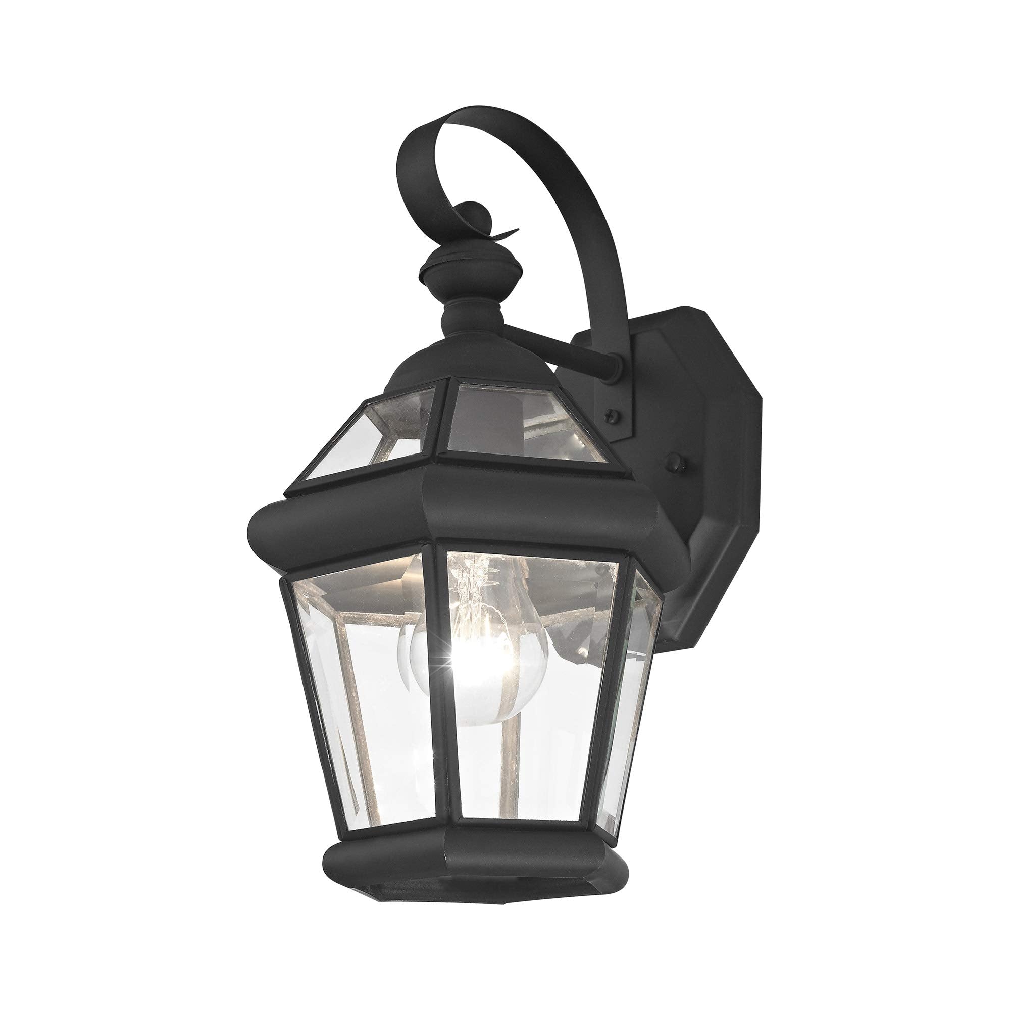 Livex Lighting 2061-02 Outdoor Wall Lantern With Clear Flat Glass Shades, Polished Brass