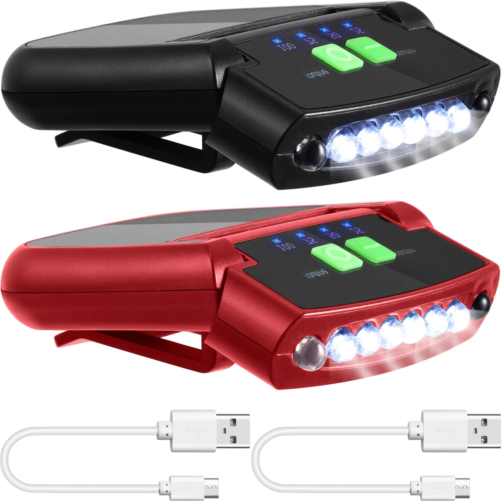 Mudder 2 Pieces Led Clip On Cap Lights Usb Rechargeable Cap Flashlight Clip Waterproof Ultra Bright Hat Flashlight Headlamp For