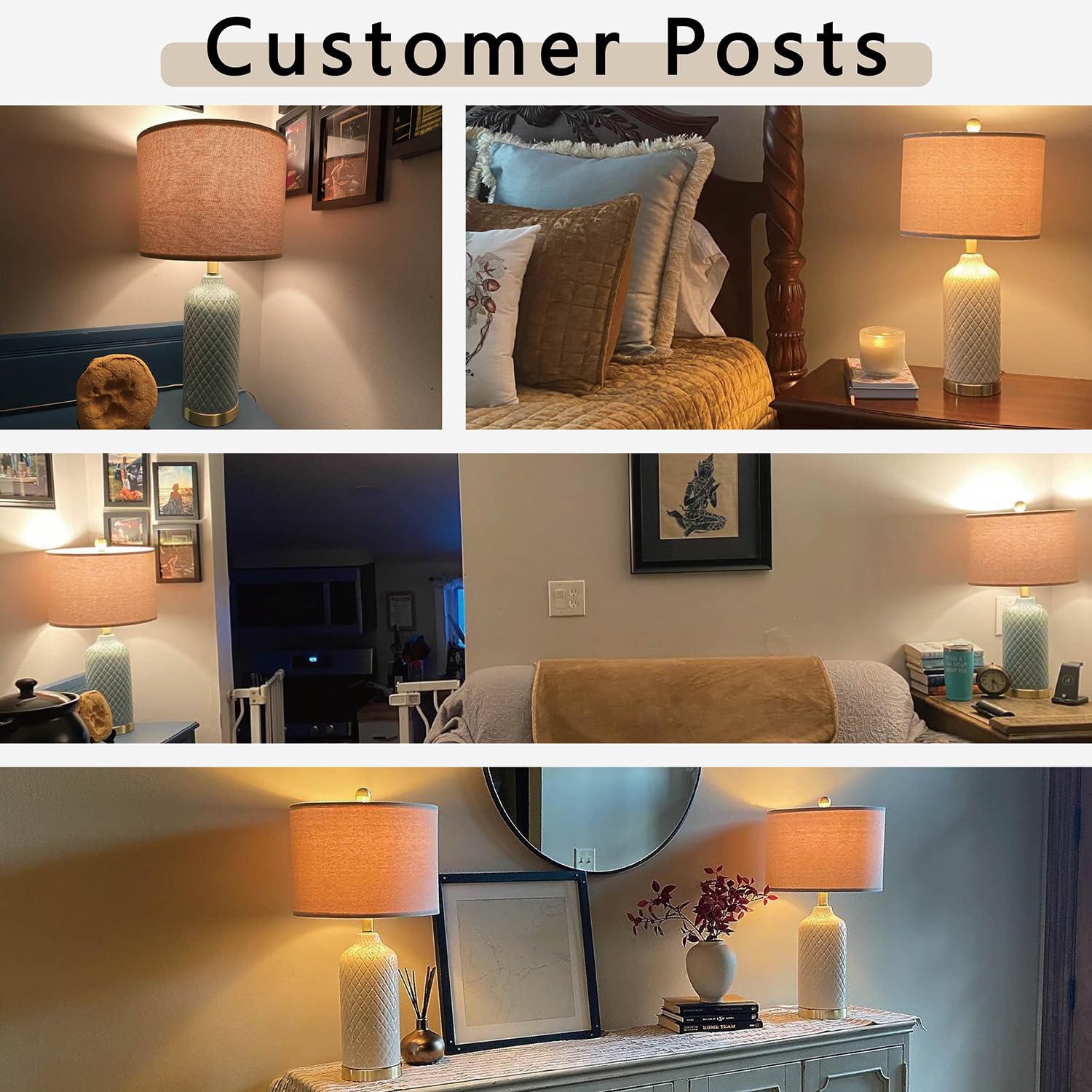 G-Safava Modern Blue Ceramic Table Lamps Set Of 2 For Living Room & Bedside Lighting