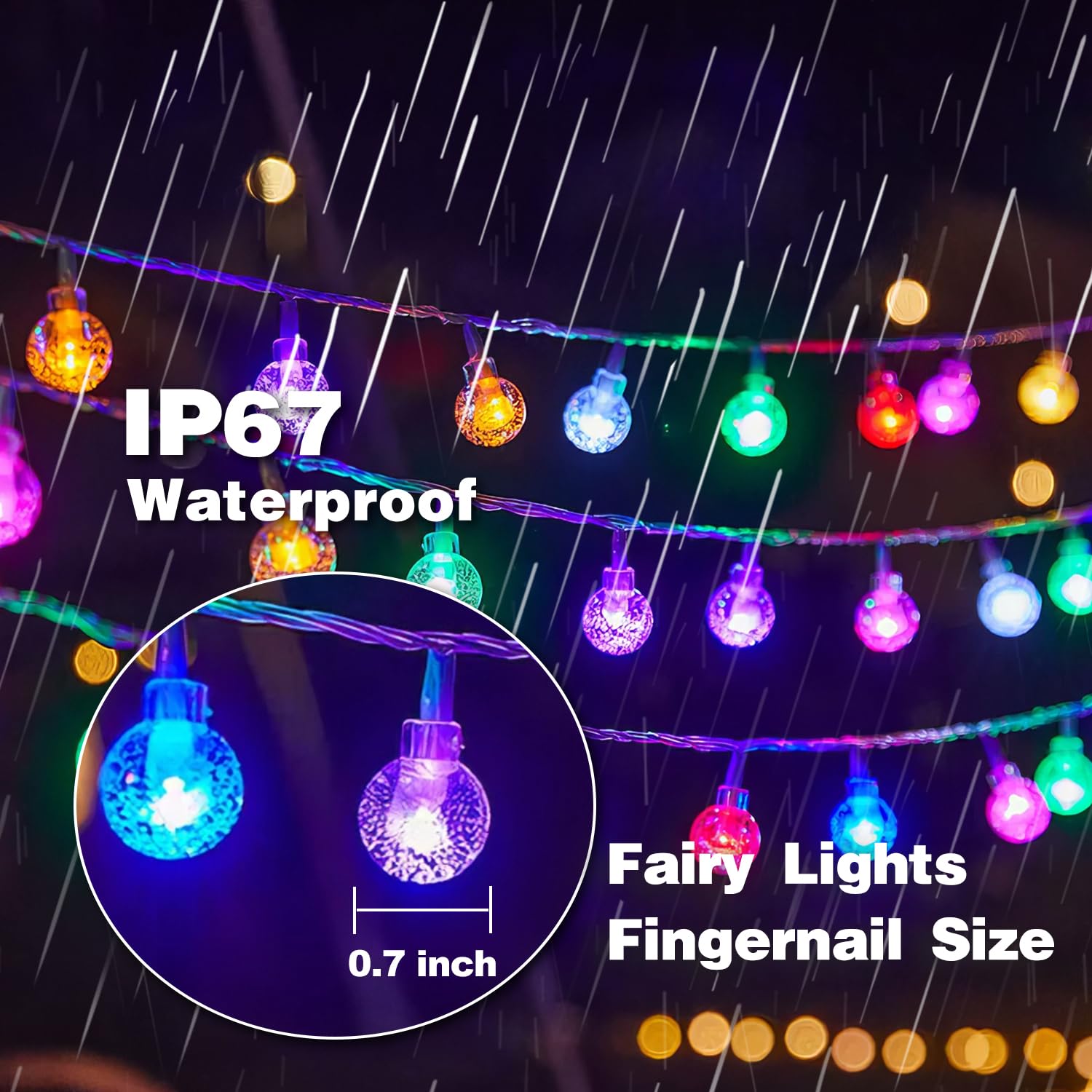 Xzai Globe Fairy String Lights, 33Ft 100Led Battery Operated With Remote, Ip67 Waterproof Indoor Outdoor Hanging Crystal Beads F