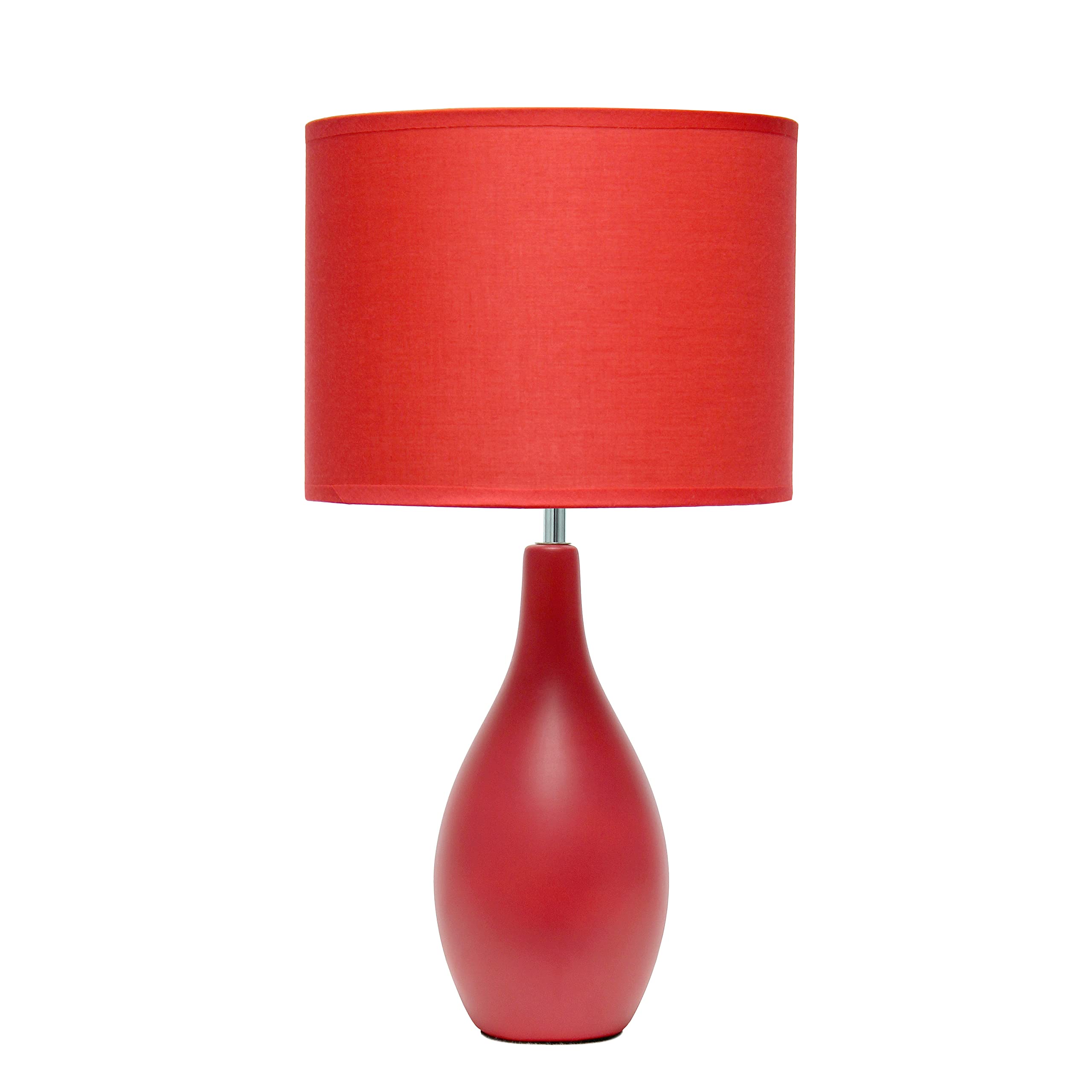 Simple Designs LT1152-RED Traditional Oblong Ceramic Table Lamp for Living Room, Bedroom, Study, Office, Entryway, Reading Nook, Red