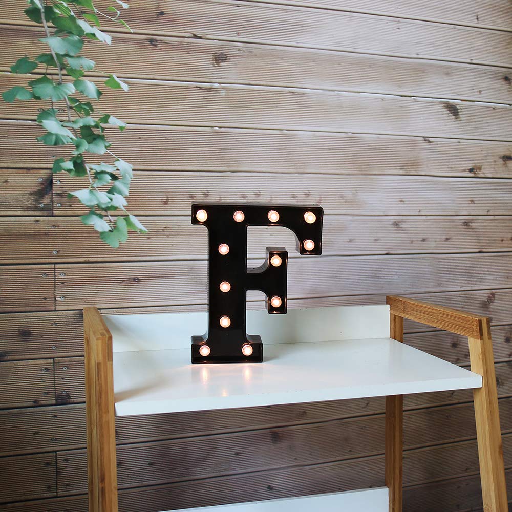 Oycbuzo Light Up Black Alphabet Letter F - Led Marquee Sign For Home Bar & Party Decoration